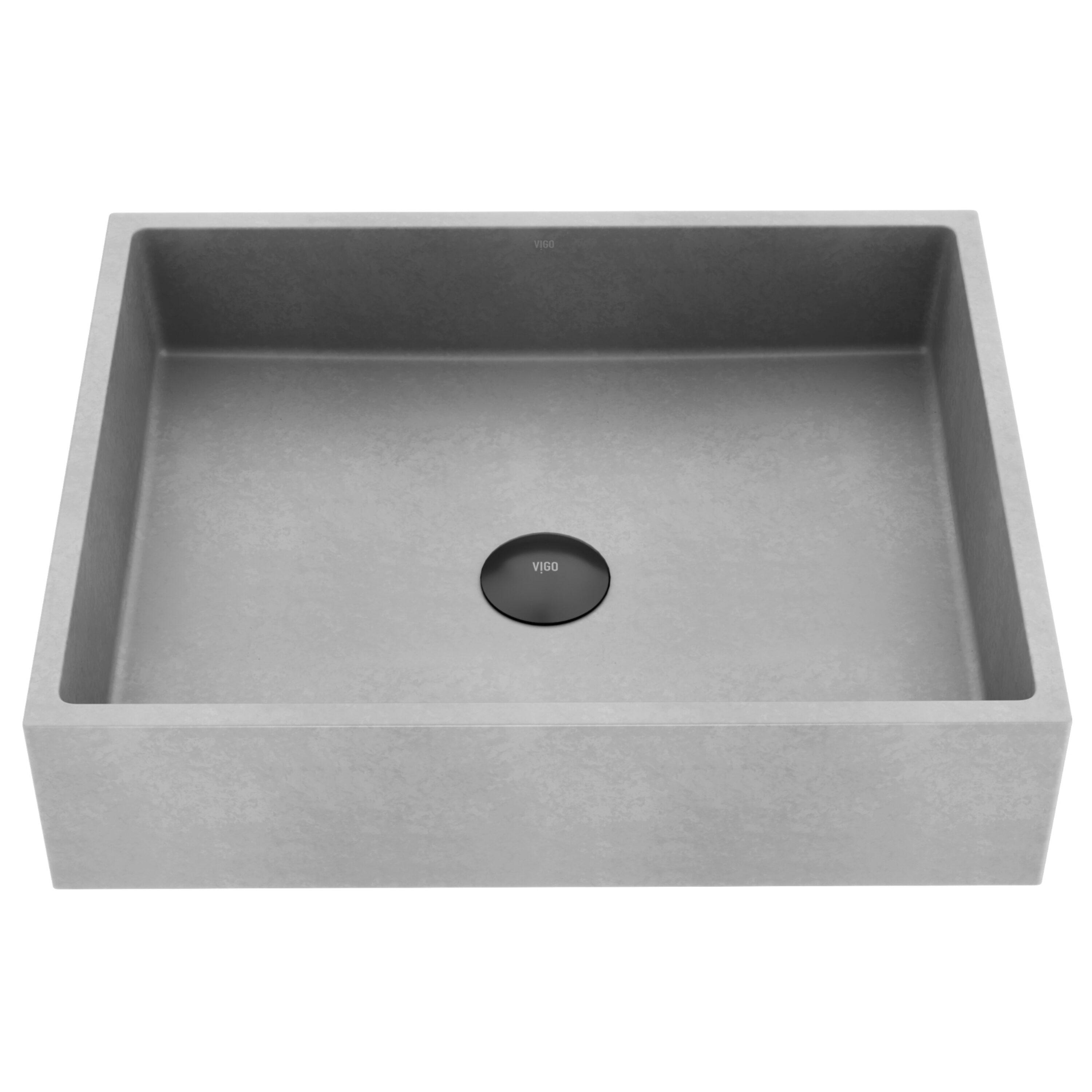 Coca Gothic 19" L x 15" W x 5" H Gray Handmade Rectangular Vessel Bathroom Sink