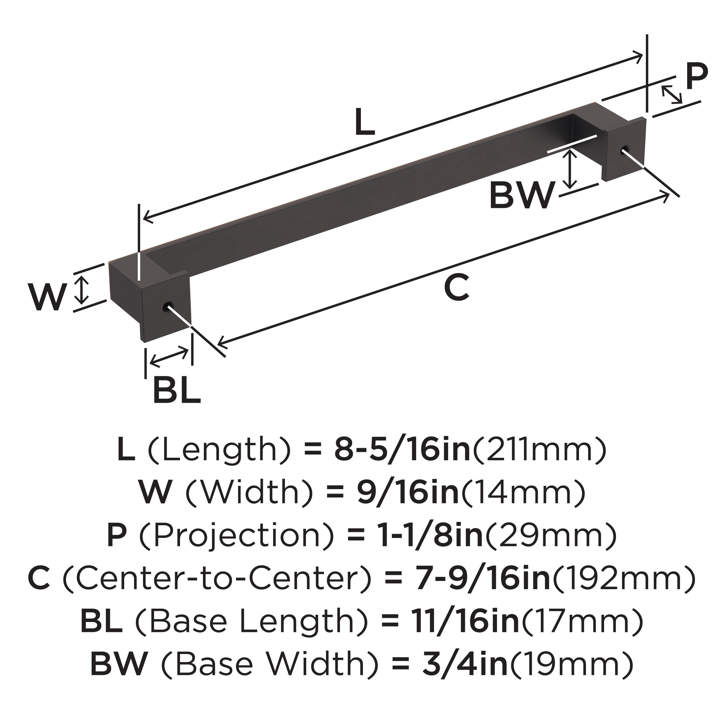 Amerock Appoint 7-9/16 inch (192mm) Center-to-Center Oil-Rubbed Bronze Cabinet Pull