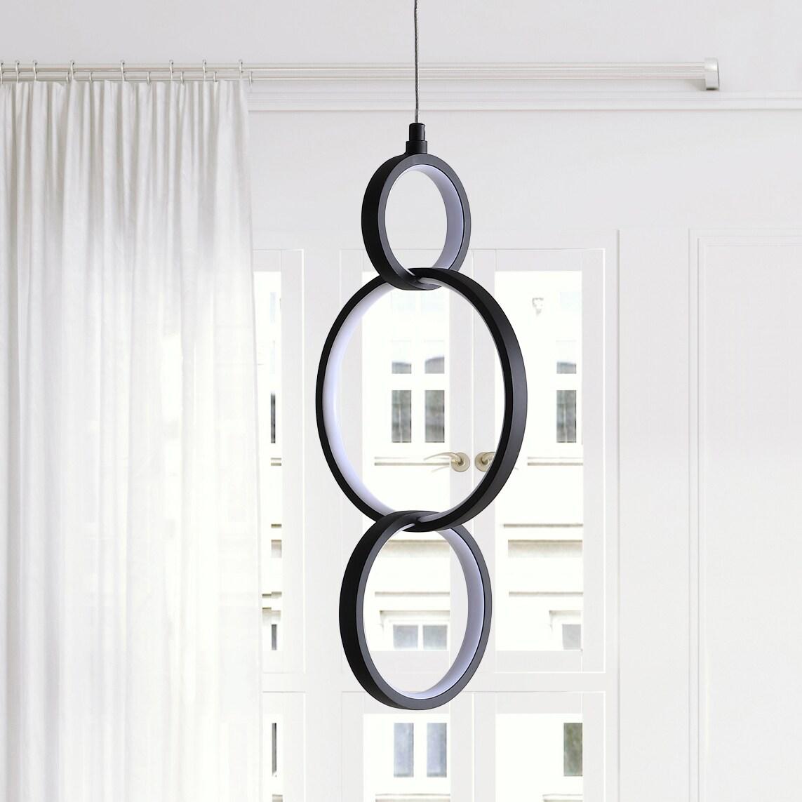 Loop 7.75" Adjustable Integrated LED Metal Ring Pendant, Black