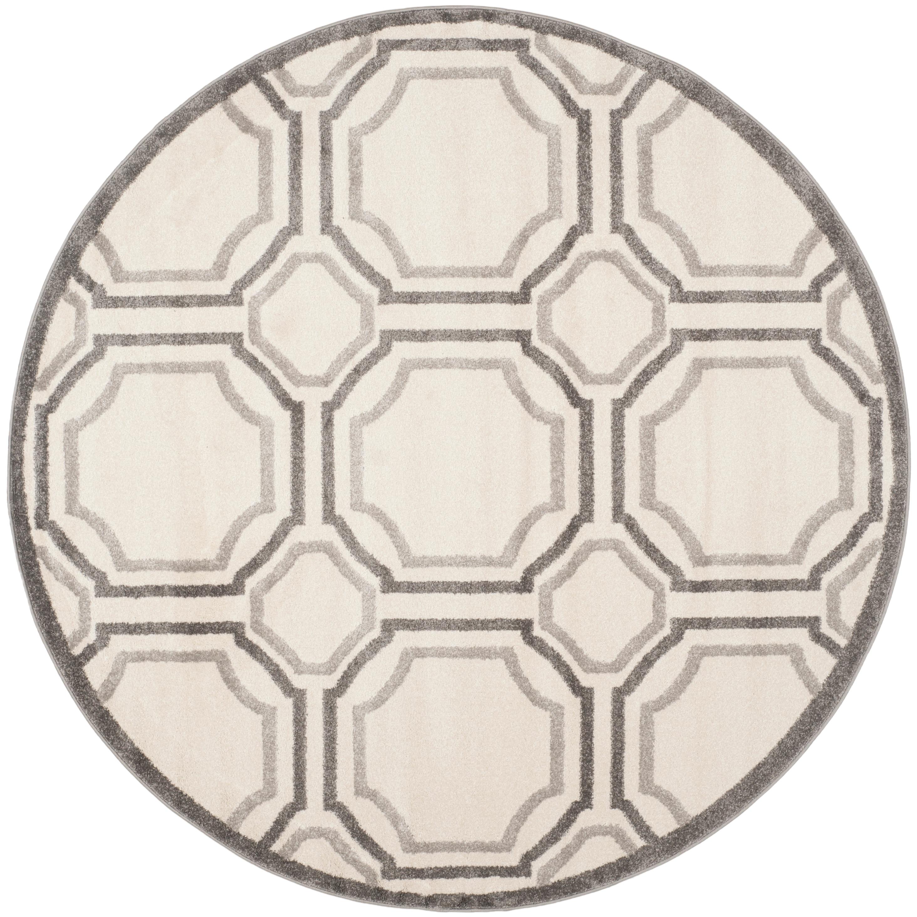 Amherst AMT411 Power Loomed Area Rug - Ivory/Light Grey - 7' Round - Safavieh.