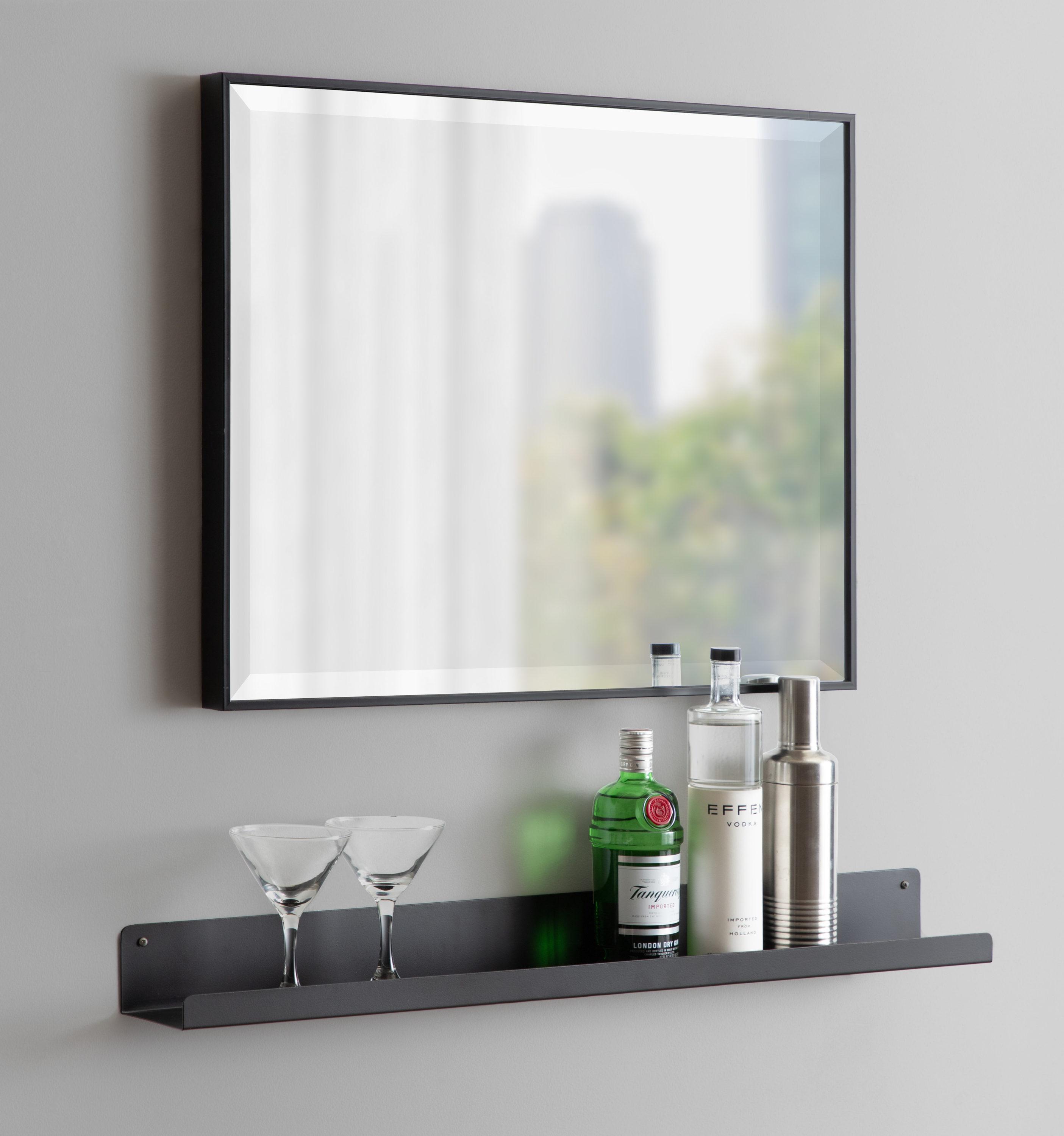 22.7" x 28.7" Rhodes Rectangle Wall Mirror Black - Kate & Laurel: Modern Beveled, No Assembly Required