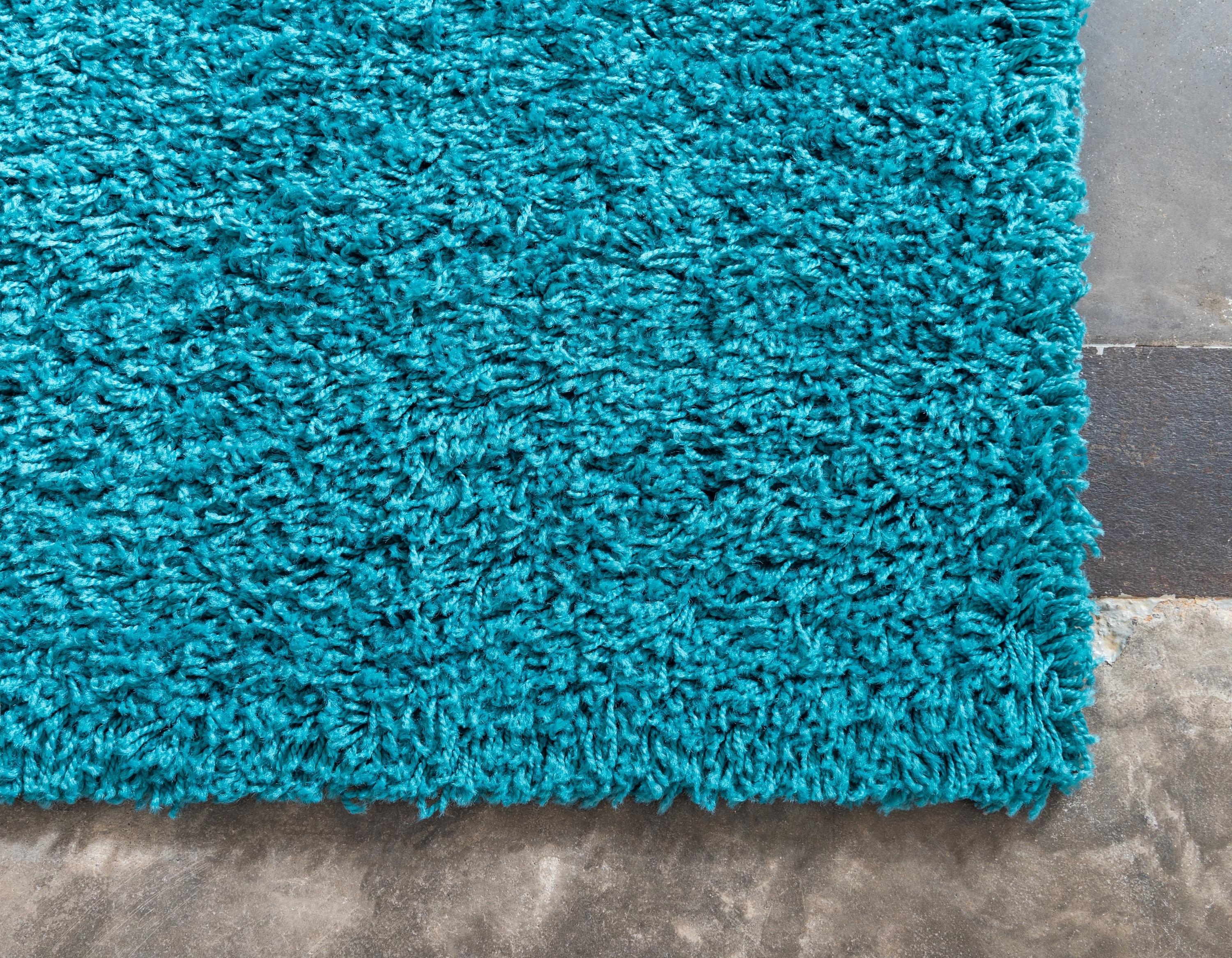 Unique Loom 8' 0 x 10' 0 Solid Shag Deep Aqua Blue Area Rug