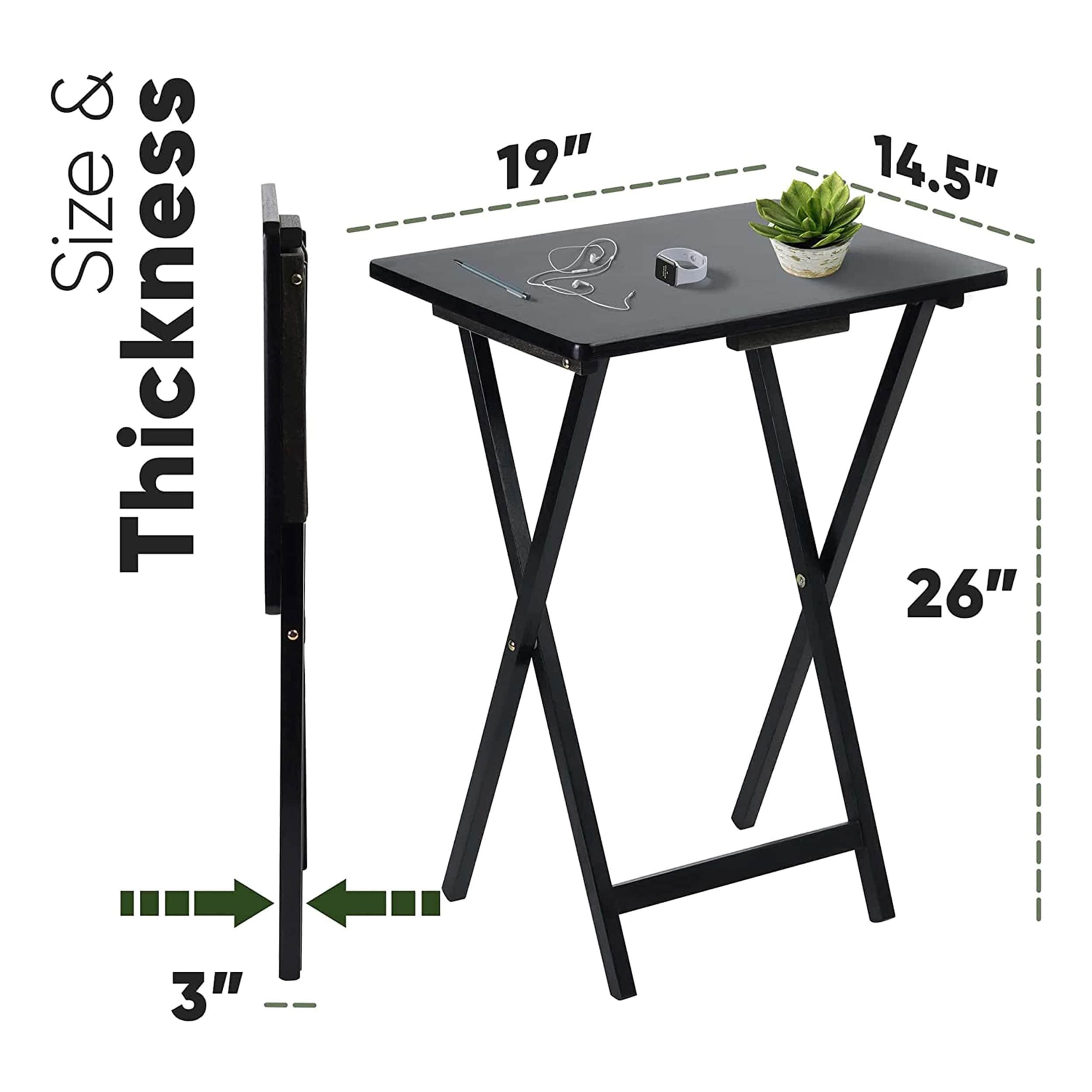 PJ Wood 19.09'' Solid Wood Rectangular Portable Folding Table (Set of 2)