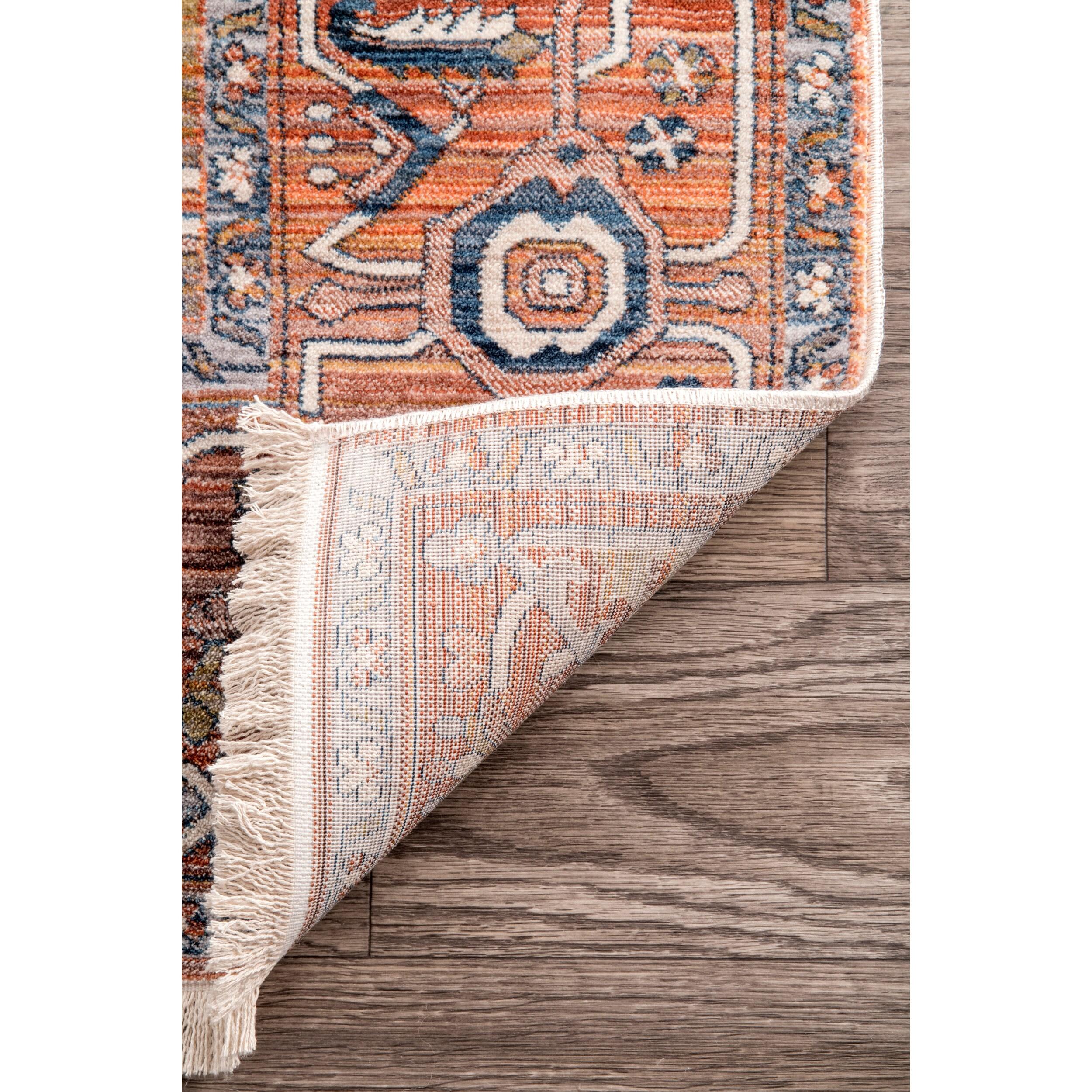 Nuloom Harriet Medallion 2x8 Runner Indoor Area Rug for Living Room Bedroom Dining Room Entryway Hallway Kitchen, Rust/Multicolor
