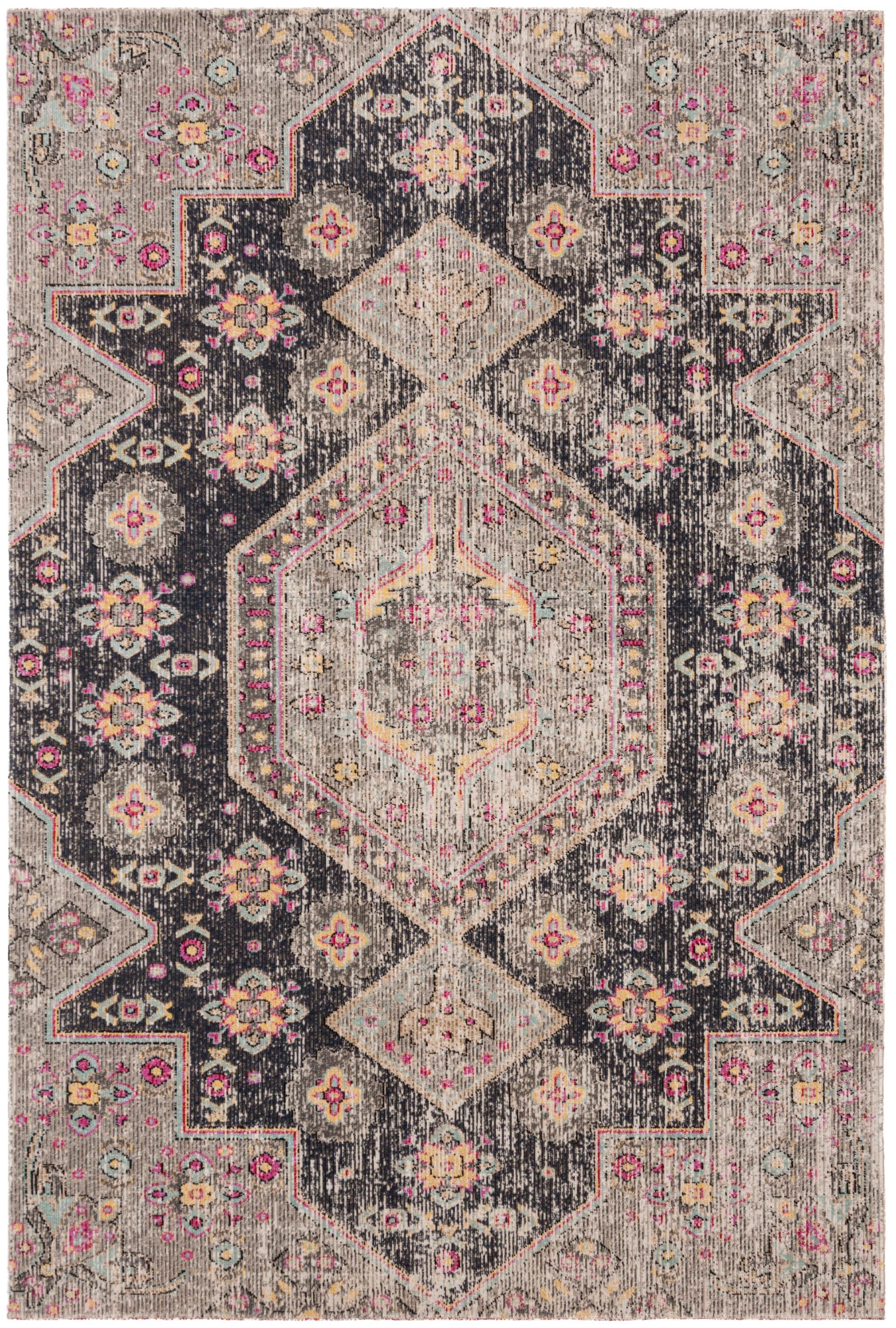 Montage MTG365 Power Loomed Indoor/Outdoor Area Rug - Black/Multi - 5'1"x7'6" - Safavieh