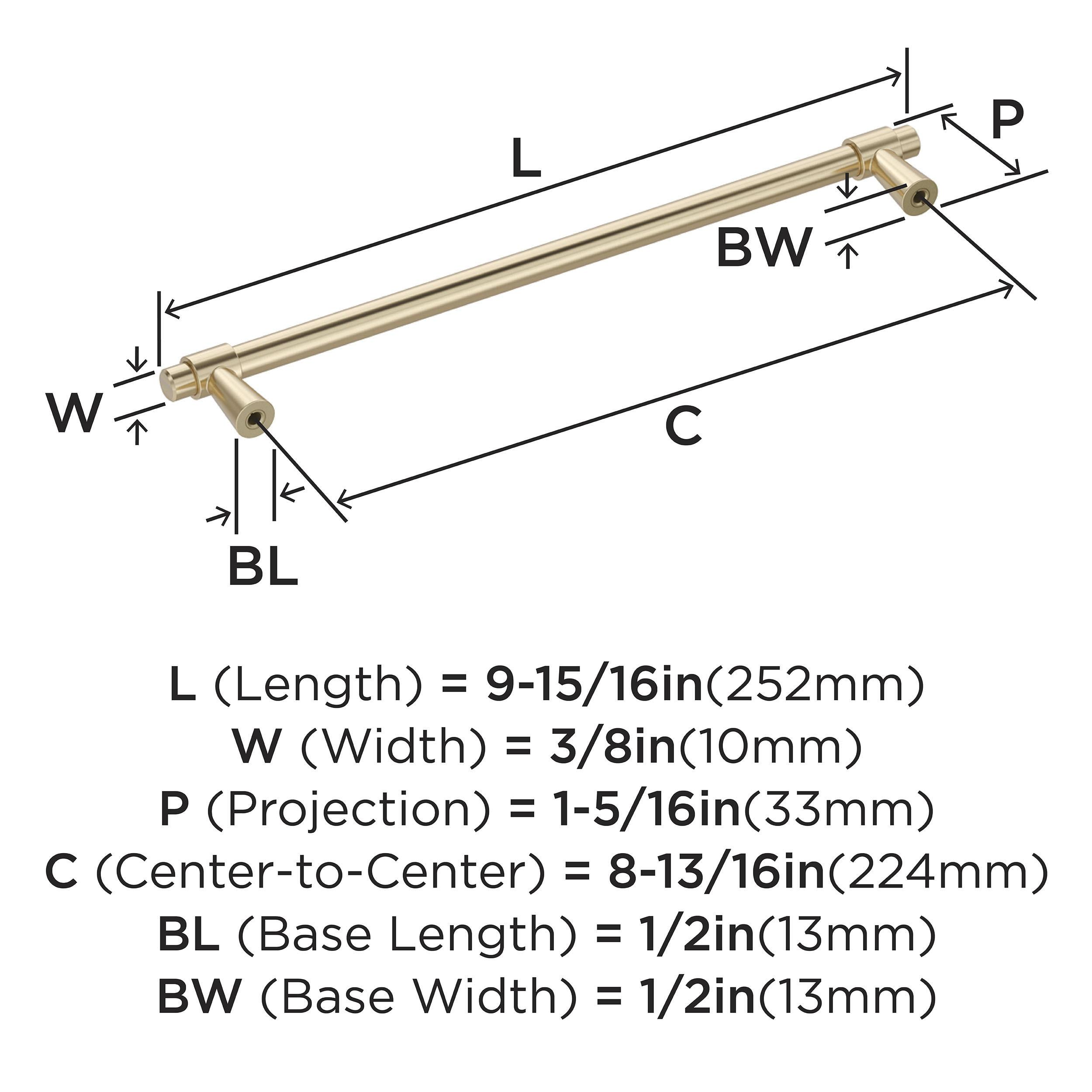 Amerock Destine 8-13/16 inch (224mm) Center-to-Center Golden Champagne Cabinet Pull