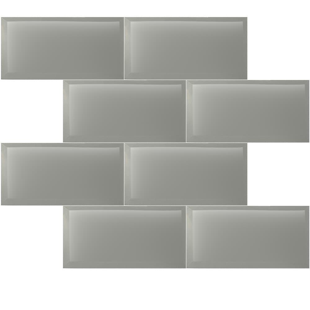 Abolos Frosted Elegance 8 in. x 16 in. Diamond Grade Glass Beveled Large Format Subway Decorative Kitchen & Bathroom Wall Tile