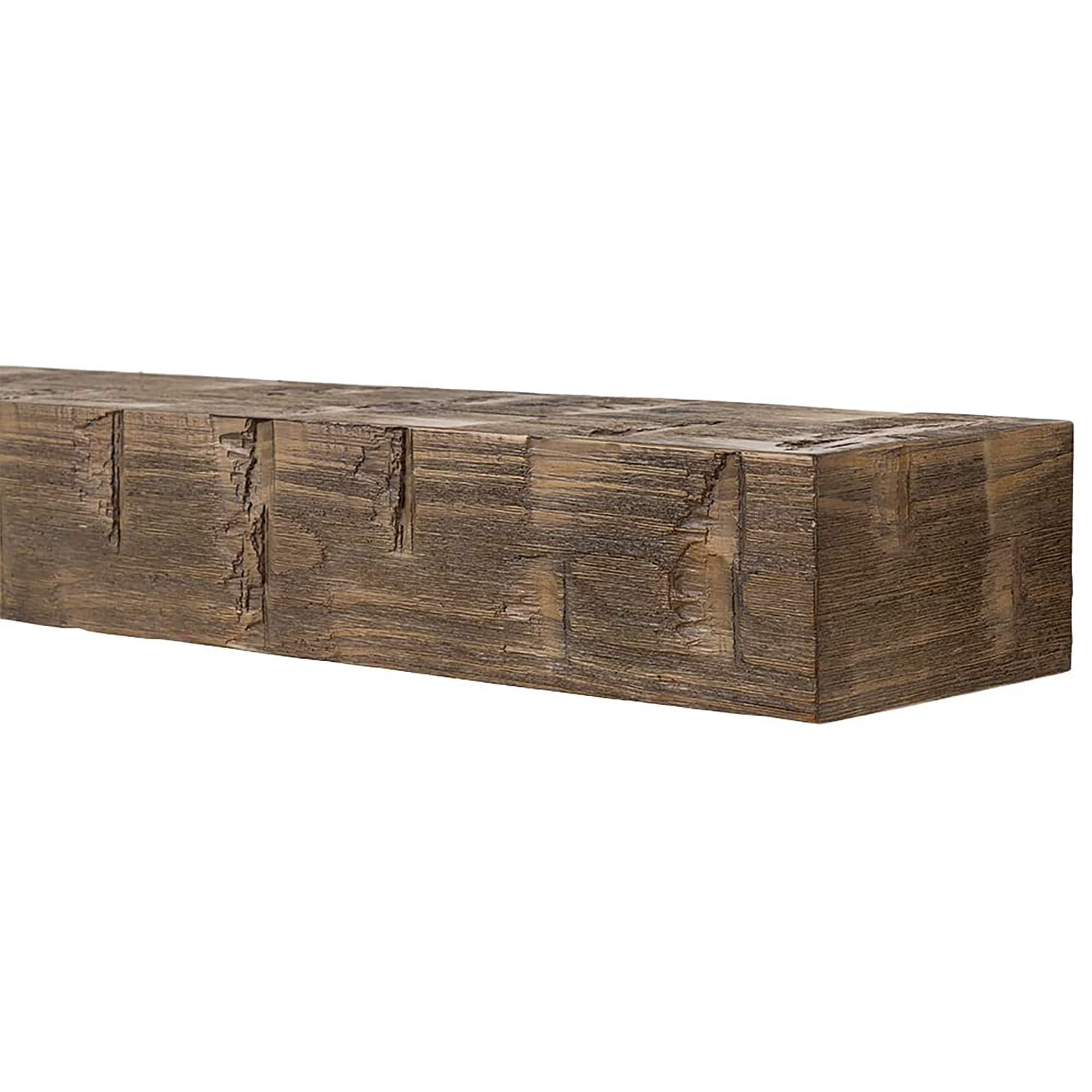 Mantel Directs Country Living Wood Fireplace Mantel Shelf - Bodie Rustic Hand Distressed Pine With Worn, Reclaimed Log Look; For Fireplaces, Hearths & Décor