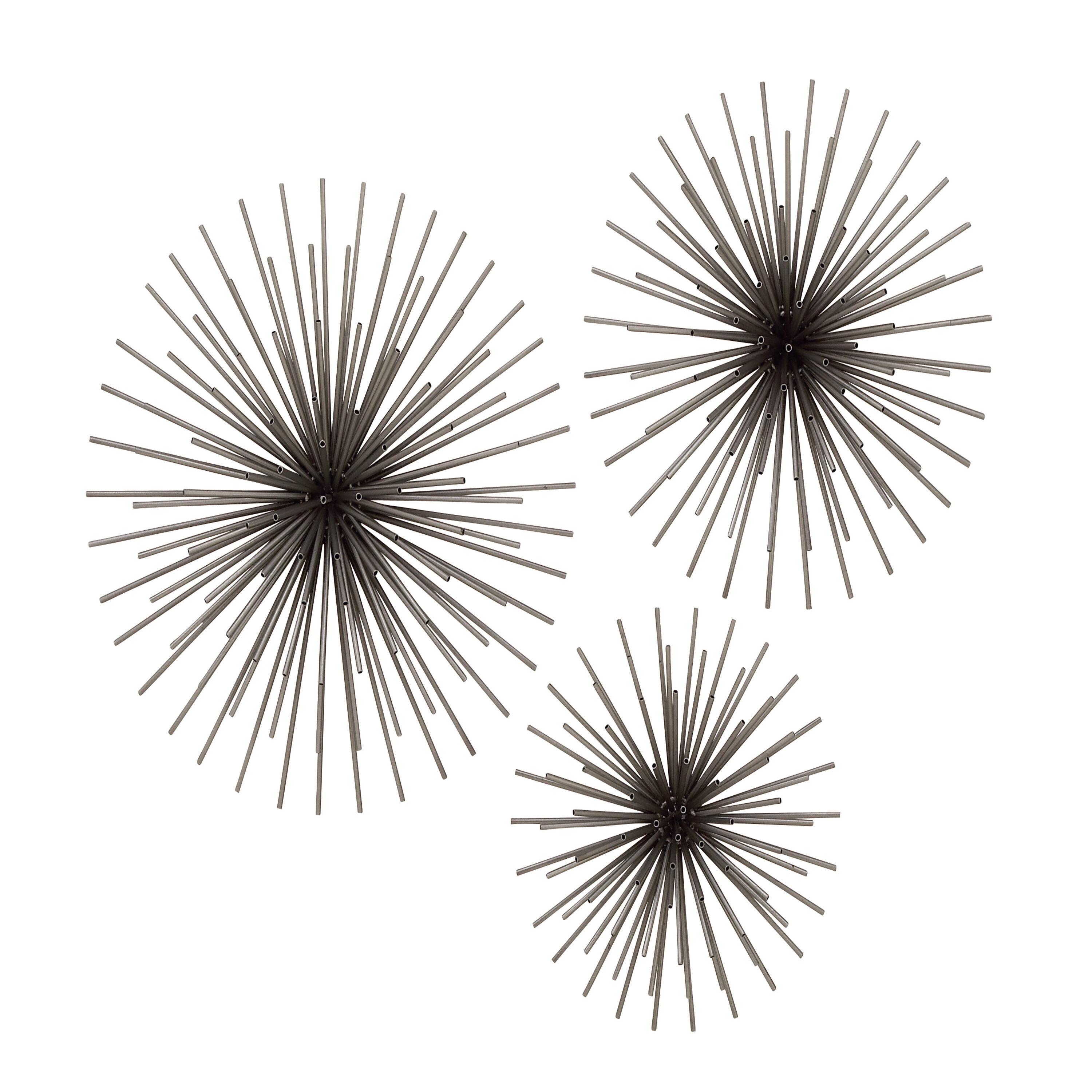 Set of 3 Metal Starburst 3D Wall Decors Black - Olivia & May: Contemporary Iron Artwork, Vertical Display