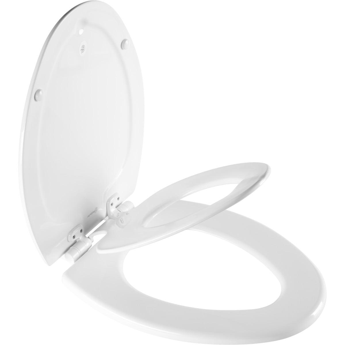 NextStep2 White Elongated Slow-Close Toilet Seat with Plastic Hinges