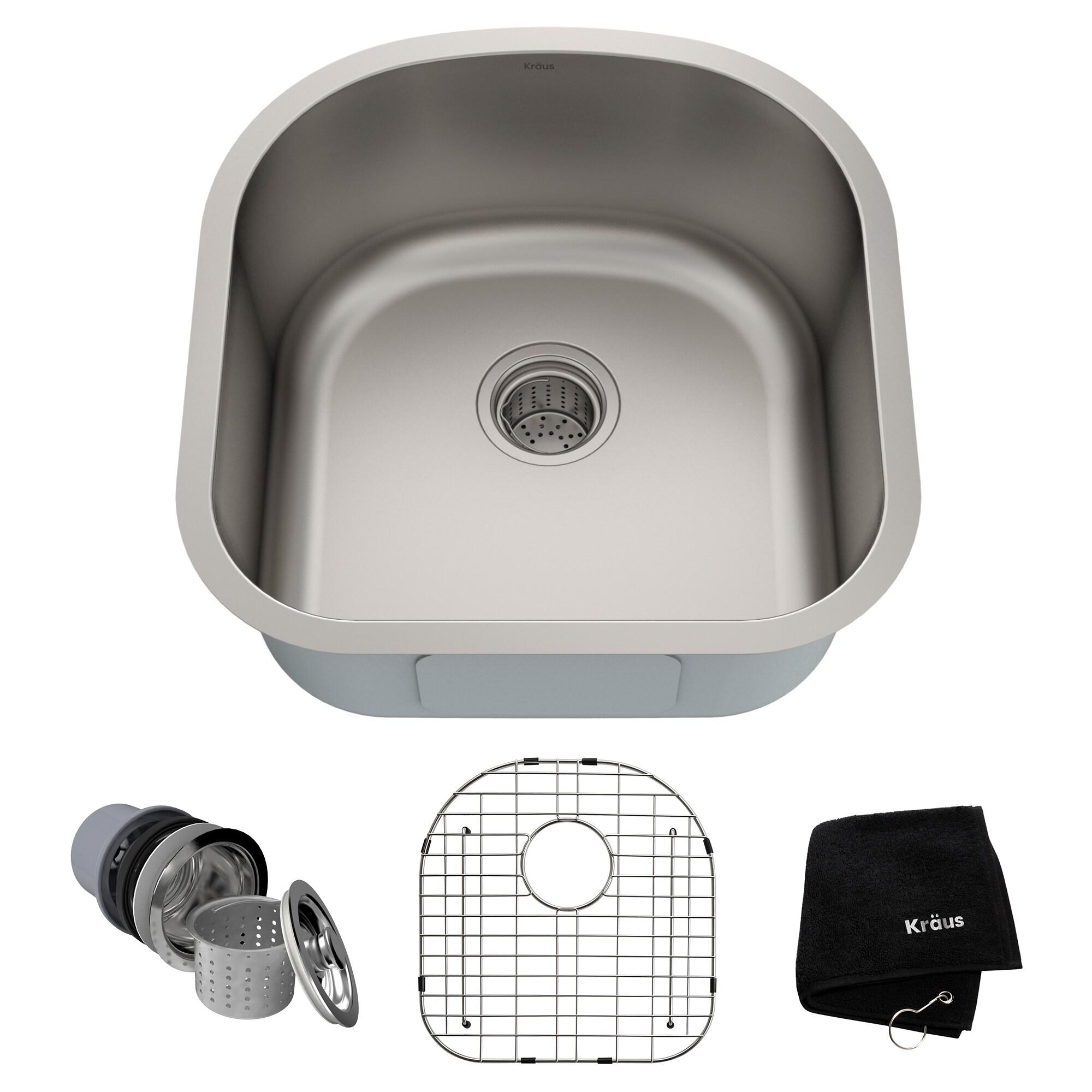 KRAUS Premier 16 Gauge Undermount Single Bowl Stainless Steel Kitchen Sink