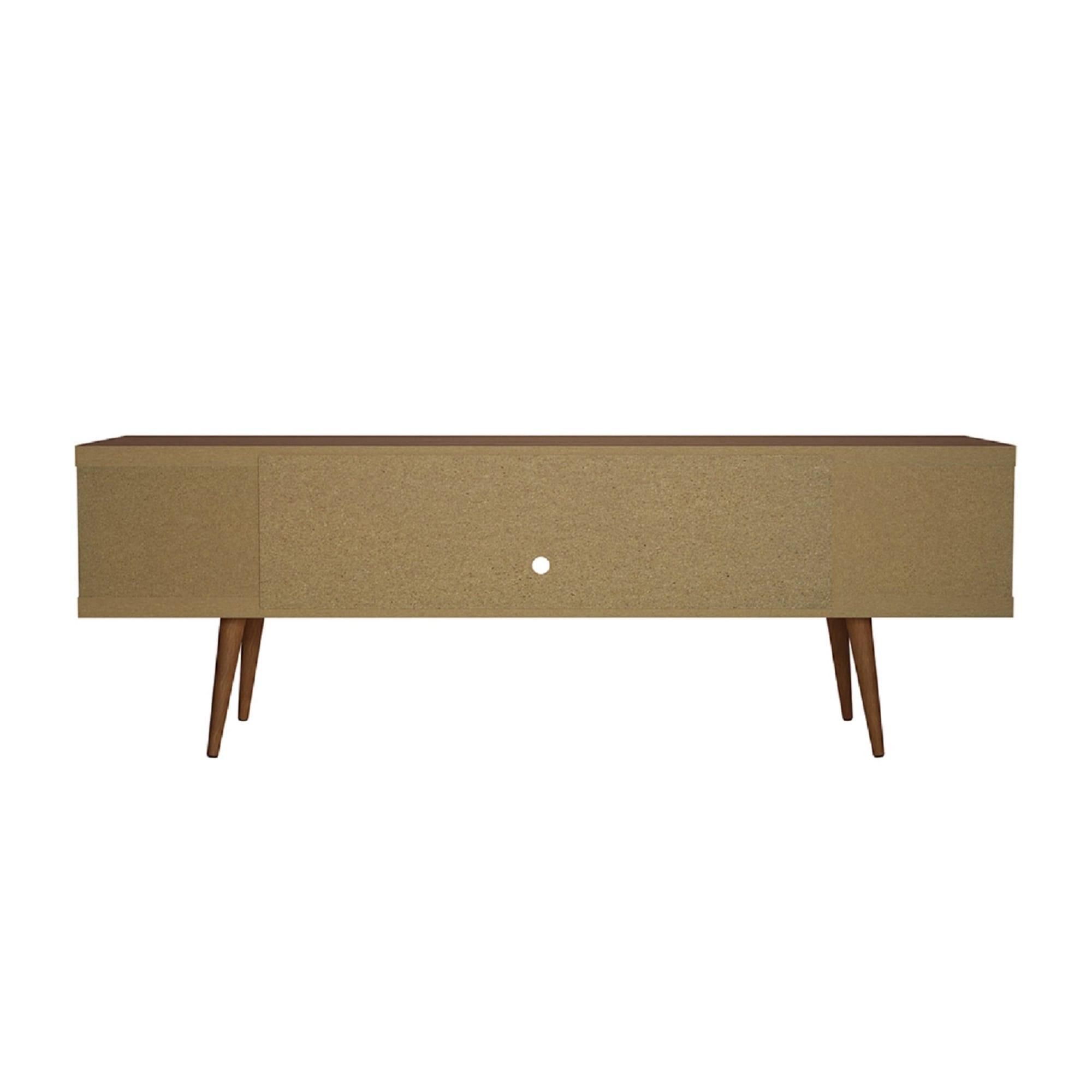 Maple Cream Mid-Century Modern TV Stand with Graduated Legs