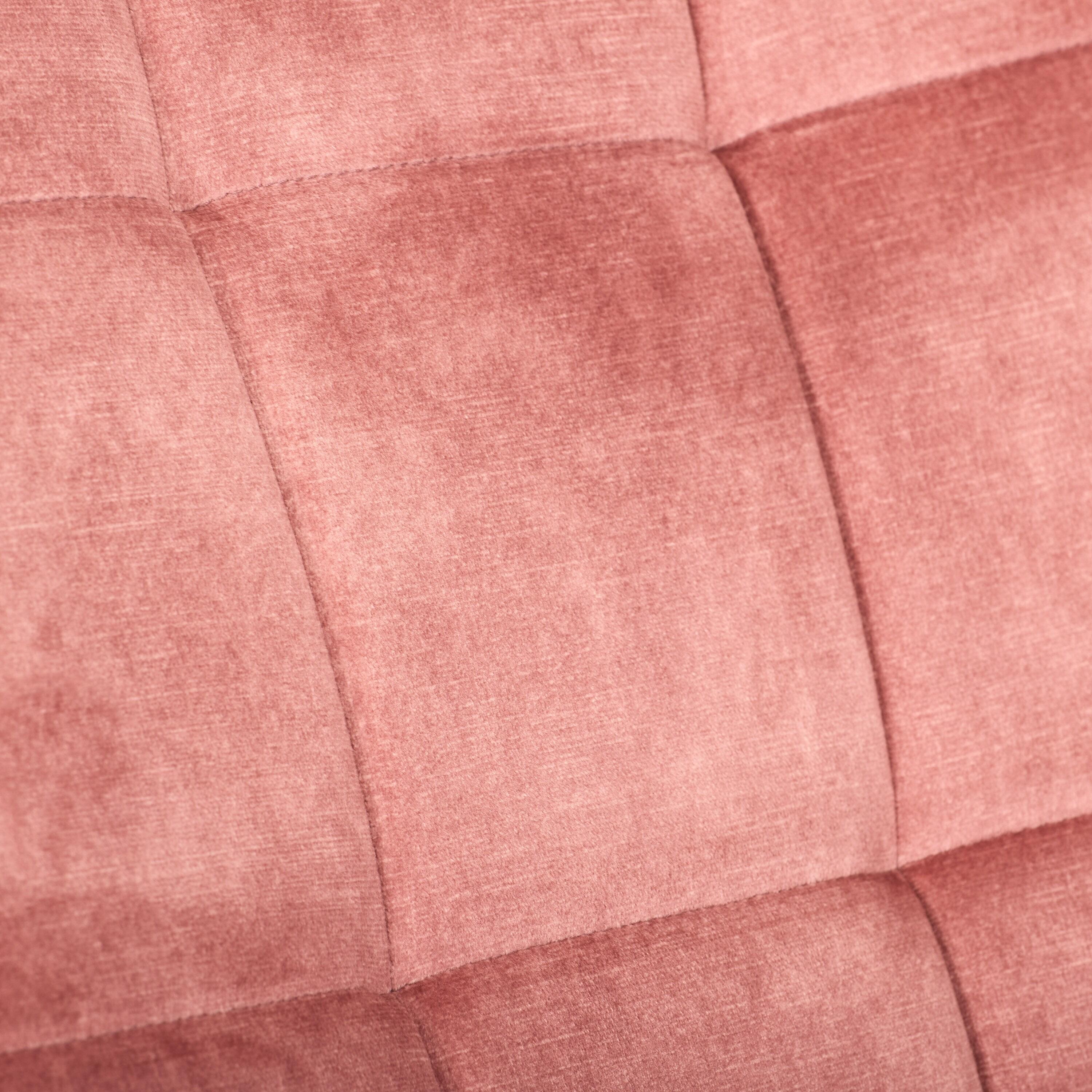 Charlotte Salmon Pink Velvet Fabric Wingback Accent Chair with Foot Stool