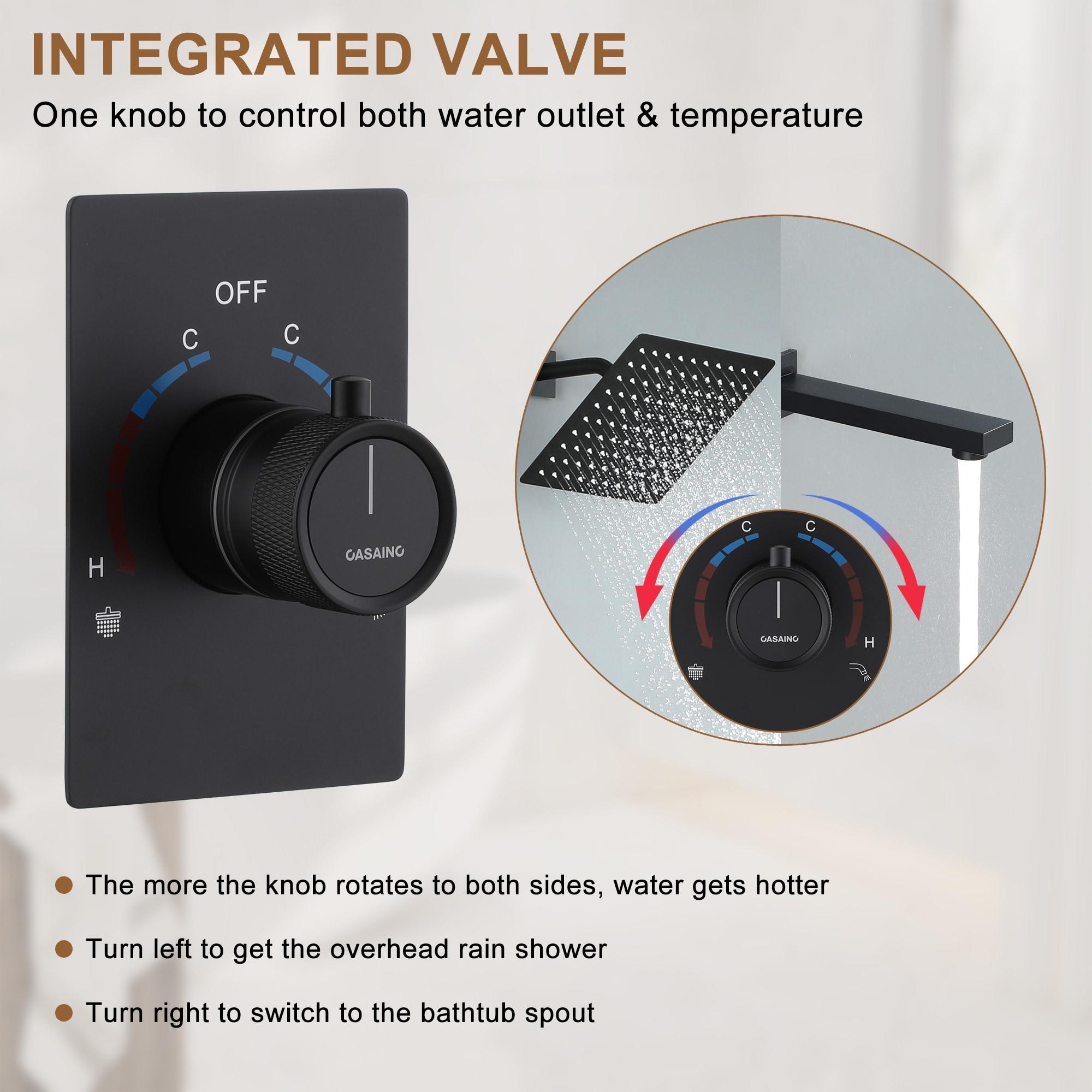 10 Inch Rainfall Shower System with Tilt Shower Head and Tub Spout with Rough in-Valve