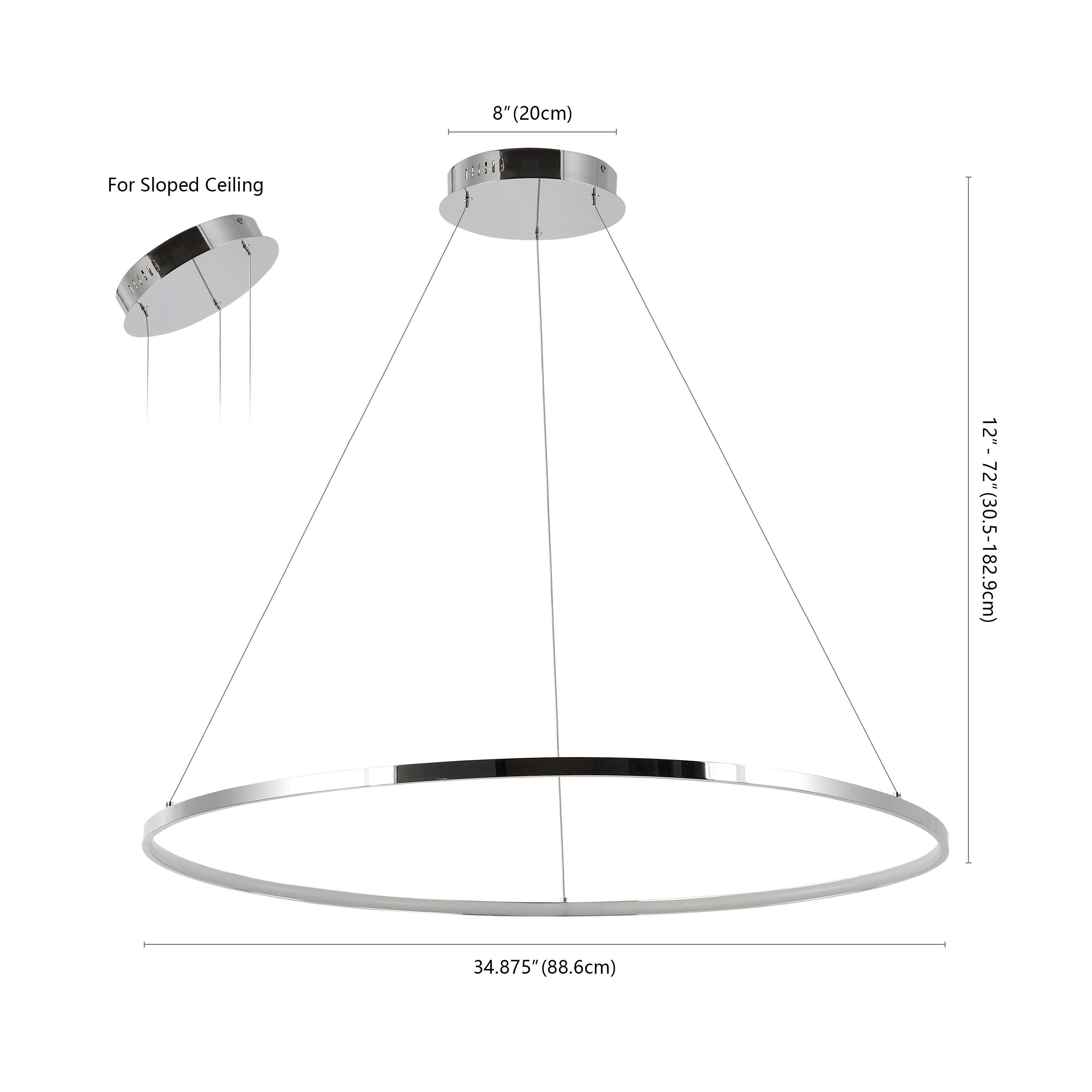 Circulo 34.88" Modern Bohemian Iron Integrated LED Pendant, Chrome