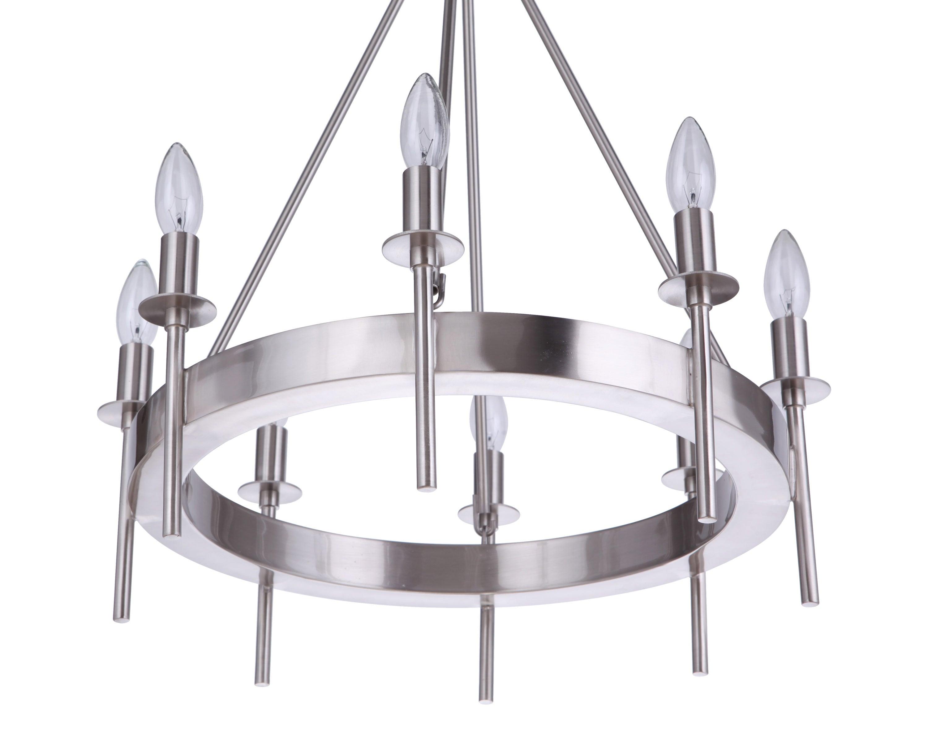 Larrson 8-Light Brushed Polished Nickel Finish Transitional Chandelier for Kitchen/Dining/Foyer, No Bulbs Included