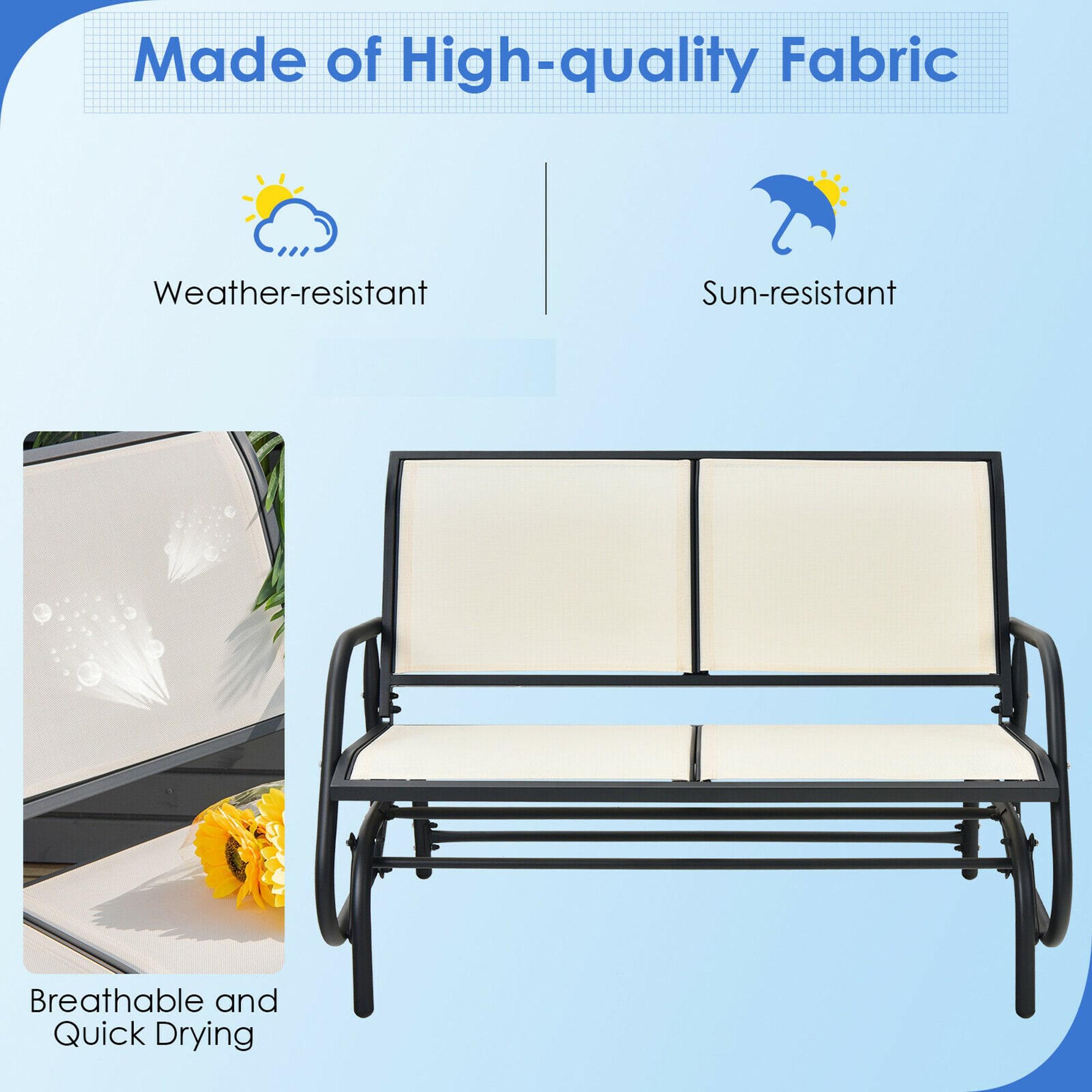 Costway Patio Swing Glider Bench Loveseat Rocking Chair Backyard Poolside Beige