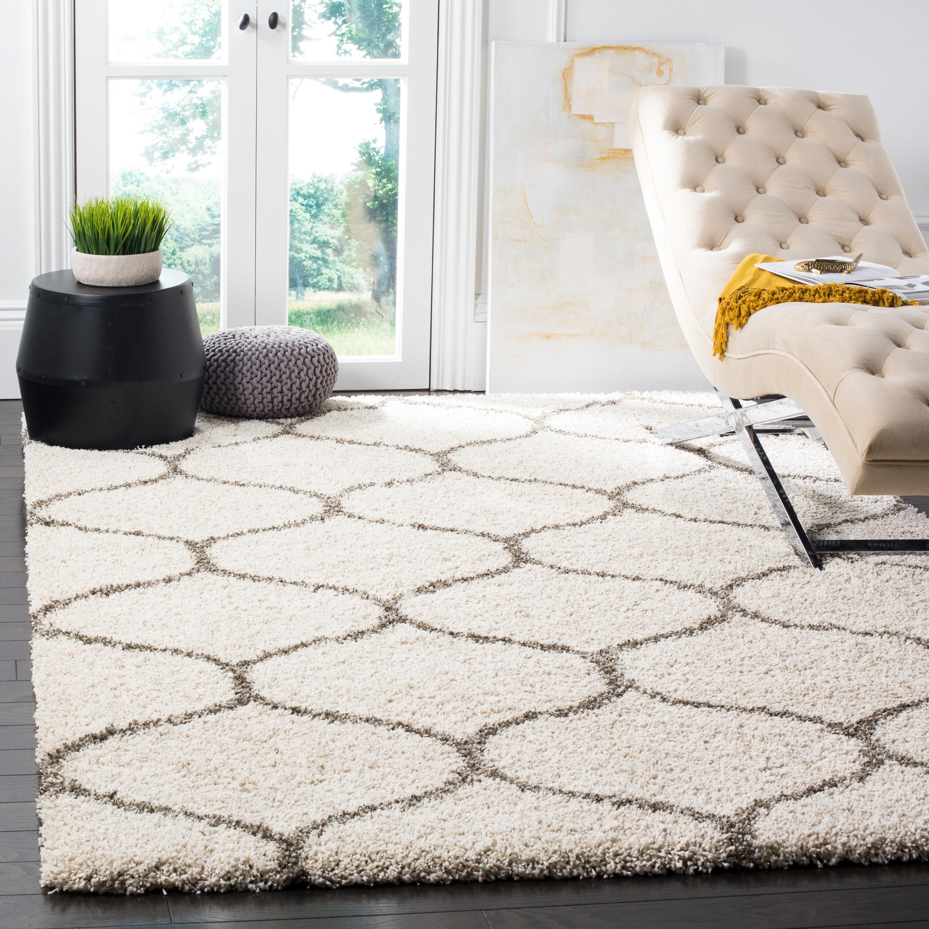 Hudson Shag SGH280 Power Loomed Indoor Area Rug - Ivory/Grey - 8'x10' - Safavieh.