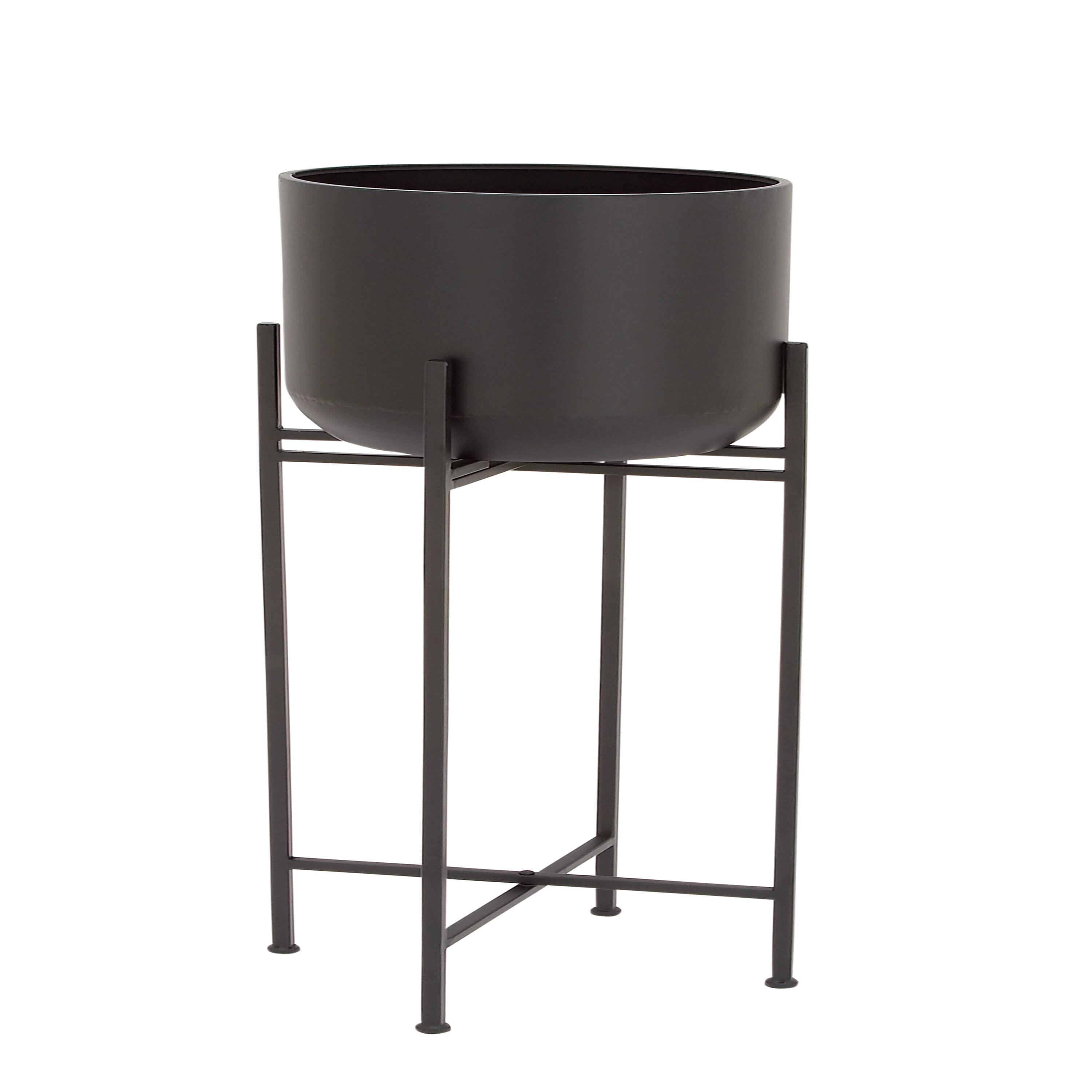 Olivia & May Modern With Stand Iron Planter Pots Black