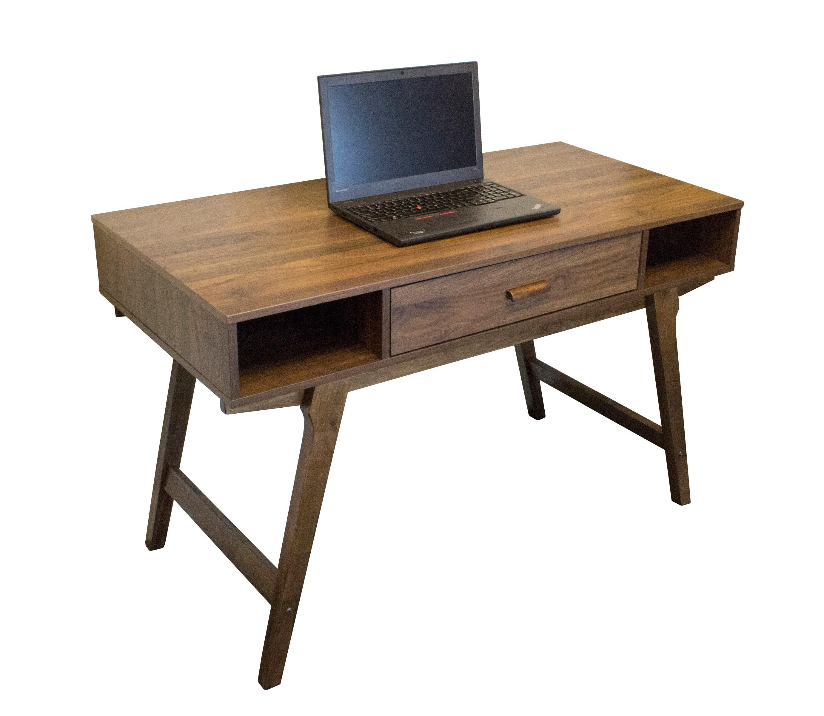 OS Home and Office Furniture 47.25" 1-Drawer Wood Desk in Danish Walnut