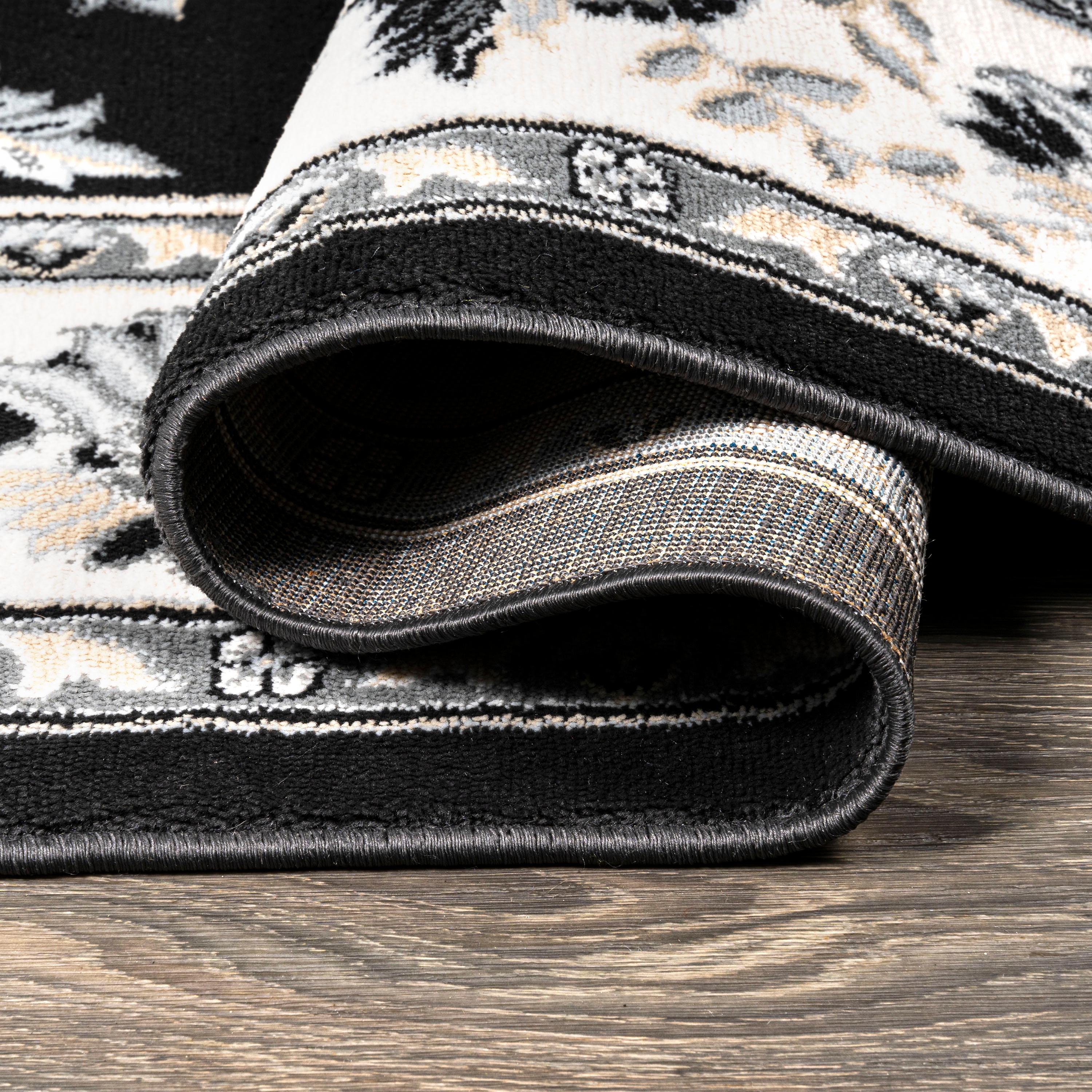 5'x 8' Cherie French Cottage Area Rug, Black/Cream - JONATHAN Y