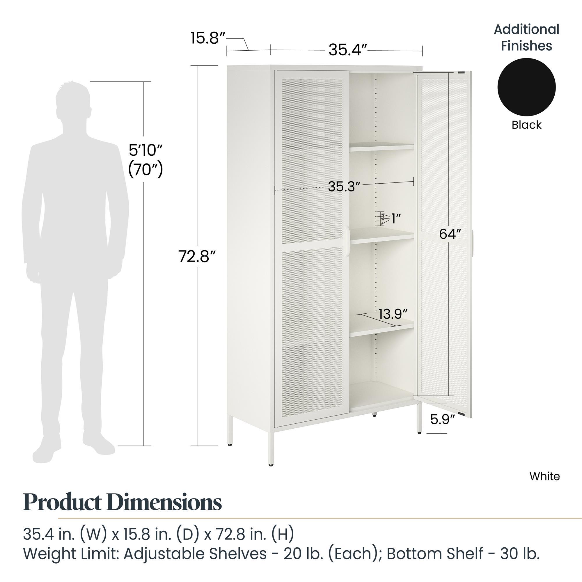 Black Tall Metal Freestanding Storage Cabinet with Adjustable Shelving