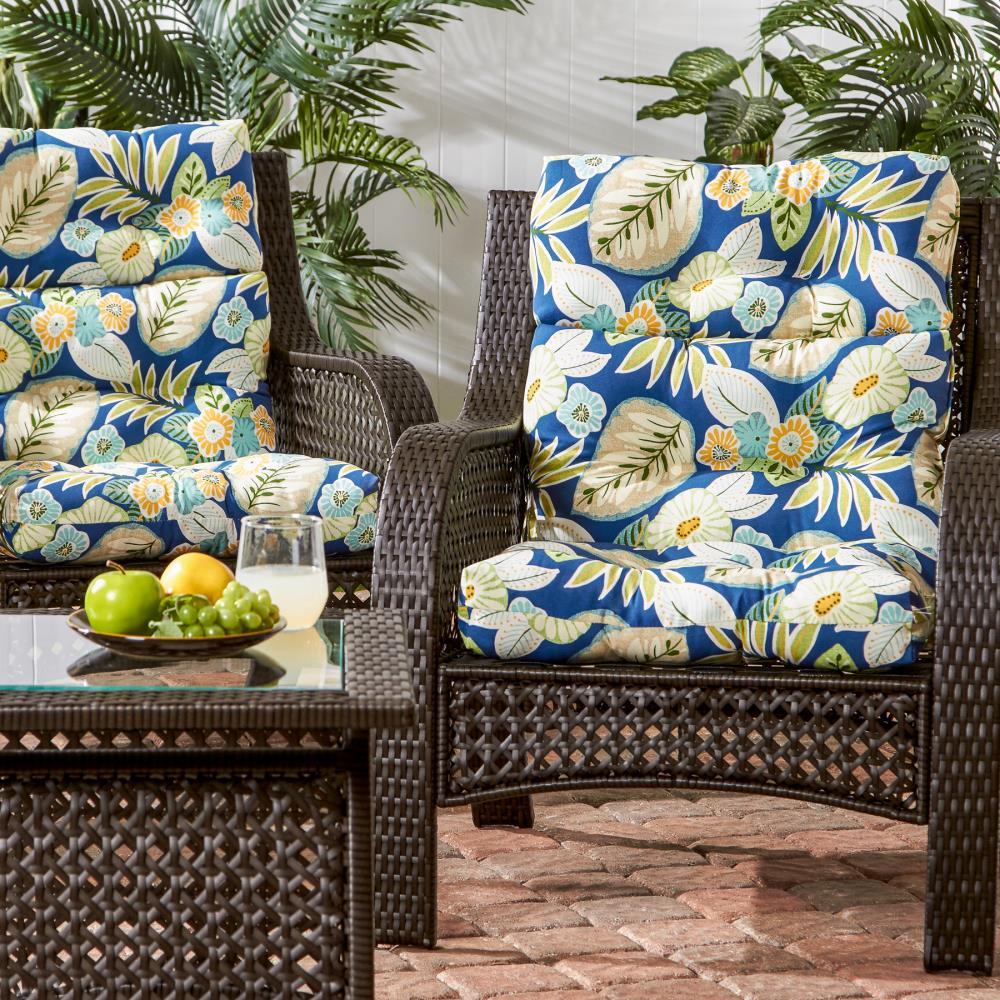 Kensington Garden 2pc 24"x22" Floral Outdoor Seat and Back Chair Cushion Set Marlow: Water & Stain Resistant, Reversible