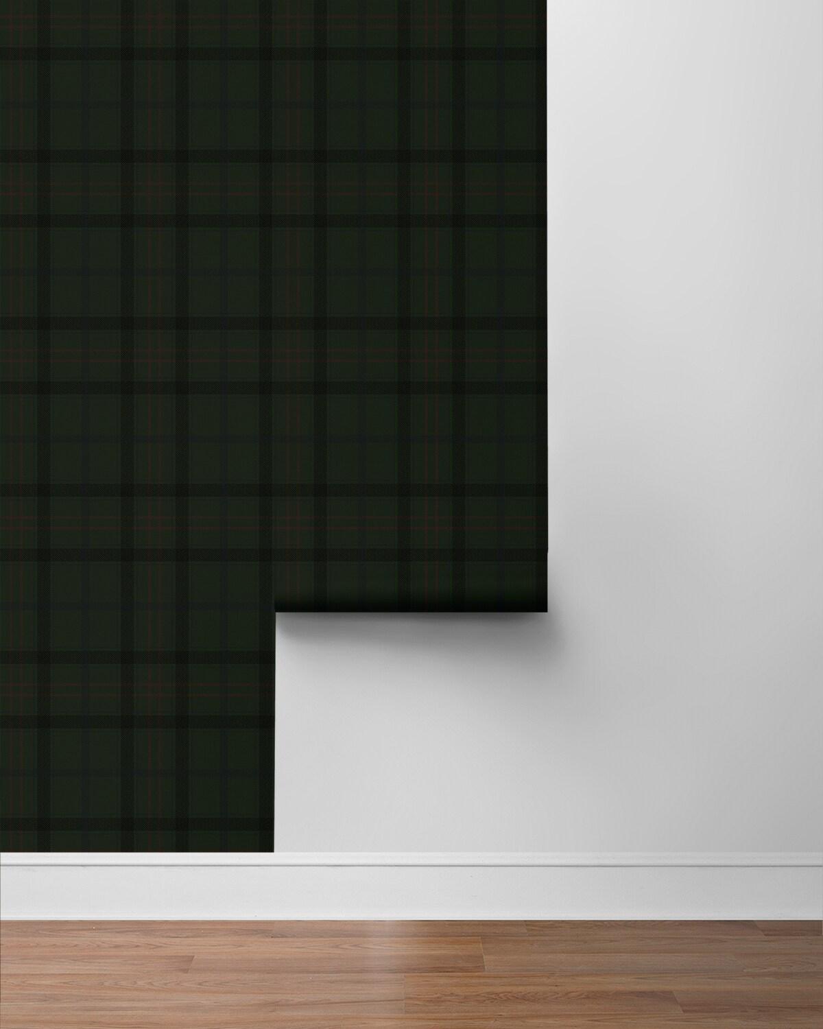NextWall Greenery Tailor Plaid Peel and Stick Wallpaper - 20.9 in. W x 18 ft. L Roll