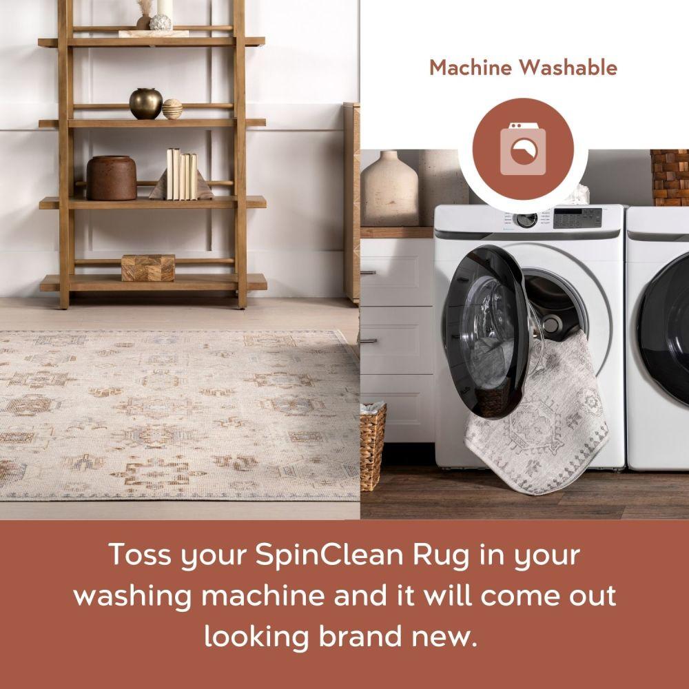 Nuloom Krystin Distressed Pet Friendly Machine Washable Area Rug, 5' x 8', Beige