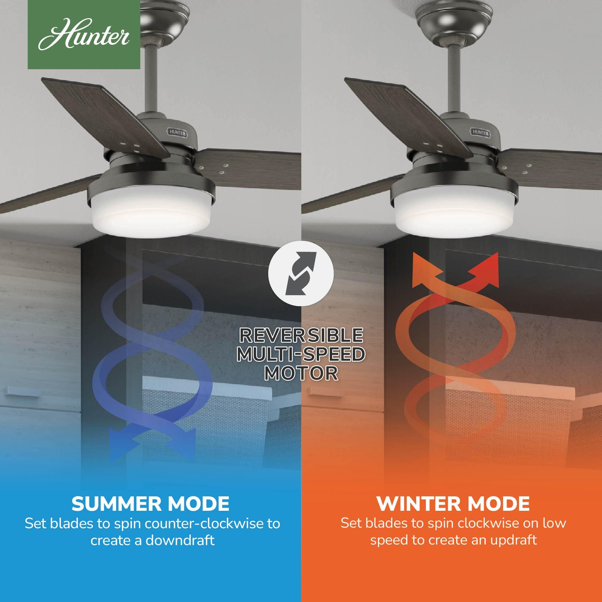 Hunter Fan 44" Sentinel 3 - Blade Standard Ceiling Fan with Remote Control and Light Kit Included