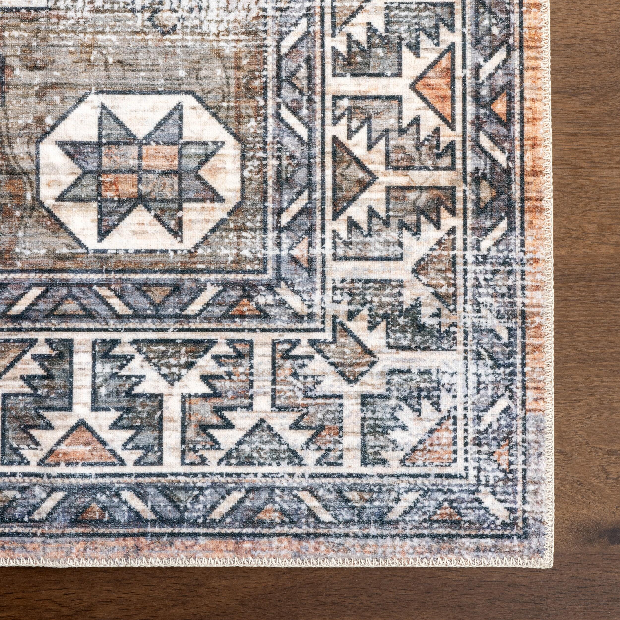 Nuloom 5x8 Machine Washable Rain Haven Vintage Medallion Indoor Area Rug, Rust Non-Slip Backing, Stain Resistant, BedroomLiving Room, Kitchen