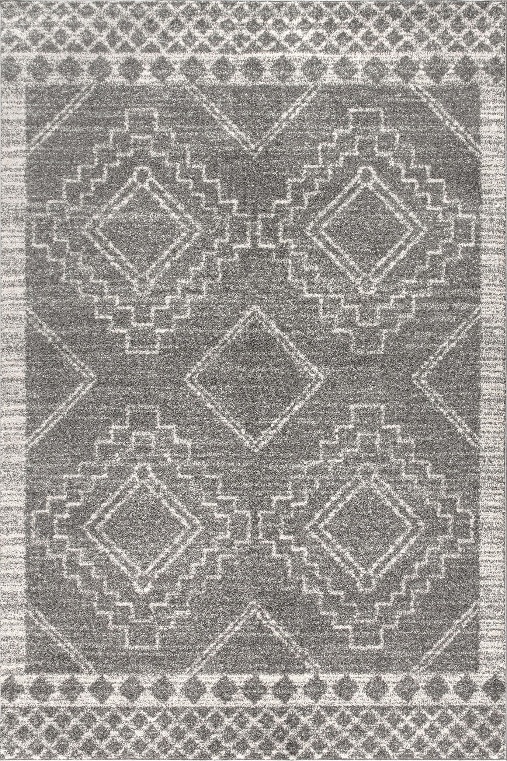 JONATHAN Y Amir Moroccan Beni Souk Gray/Cream 4 ft. x 6 ft. Area Rug