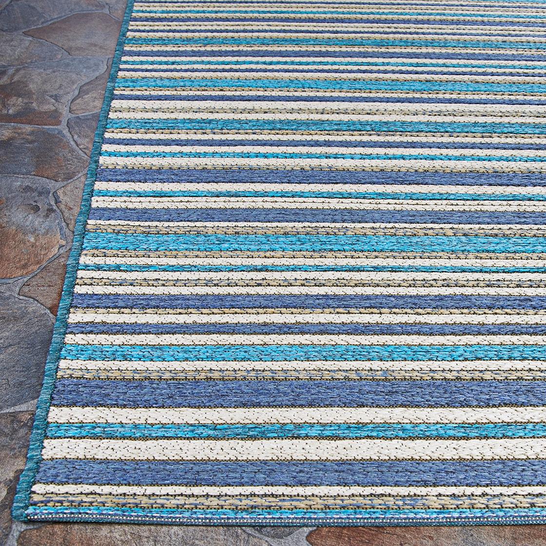 Couristan Cape Brockton Indoor / Outdoor Area Rug, Cobalt-Teal, 3'11" x 5'6"