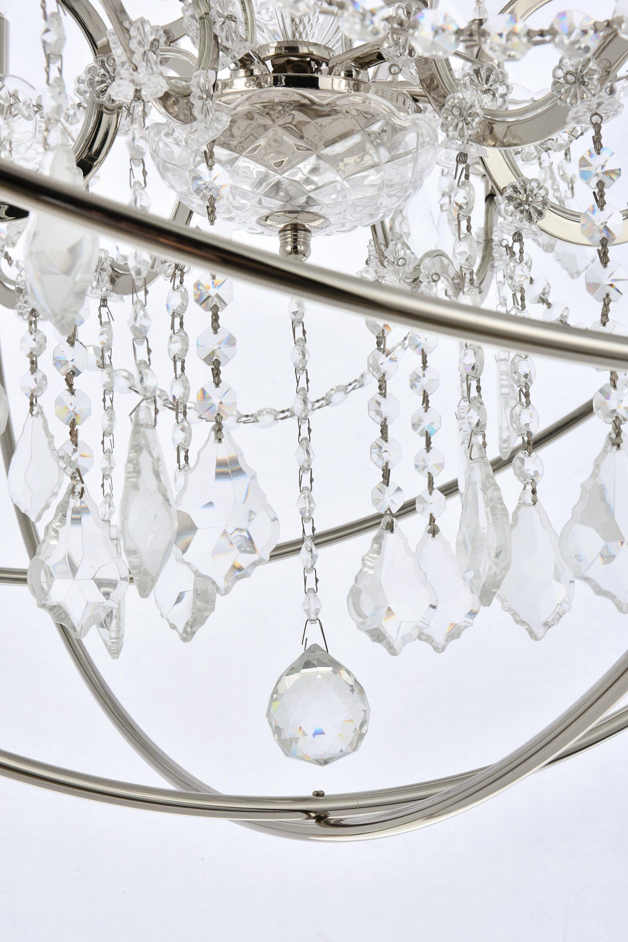 Transitional Geneva 6-Light Polished Nickel & Silver Shade Crystal Chandelier