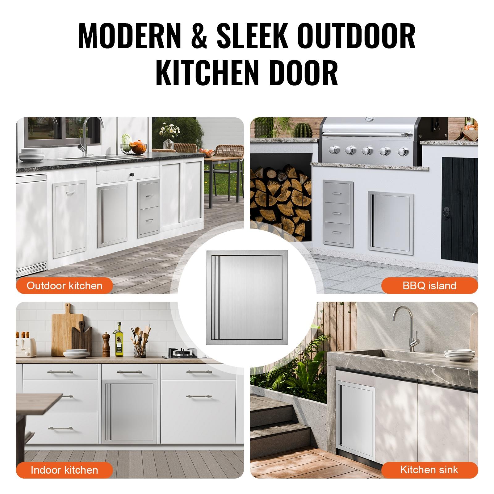 Single Outdoor Kitchen Door 18 in. W x 21 in. H BBQ Access Door Stainless Steel Flush Mount Door Wall Vertical Door