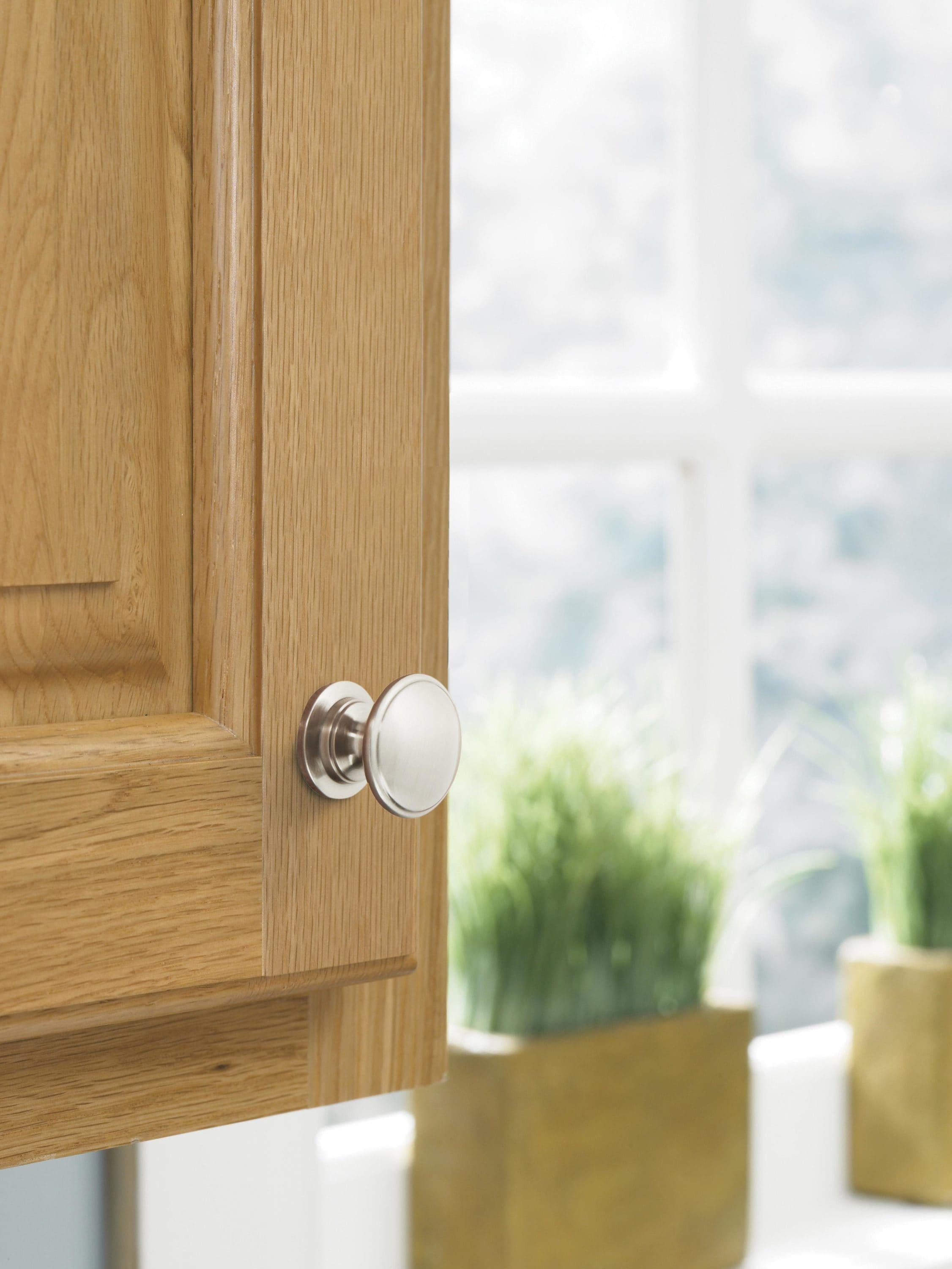 Satin Nickel Round Cabinet Knob with Mounting Hardware