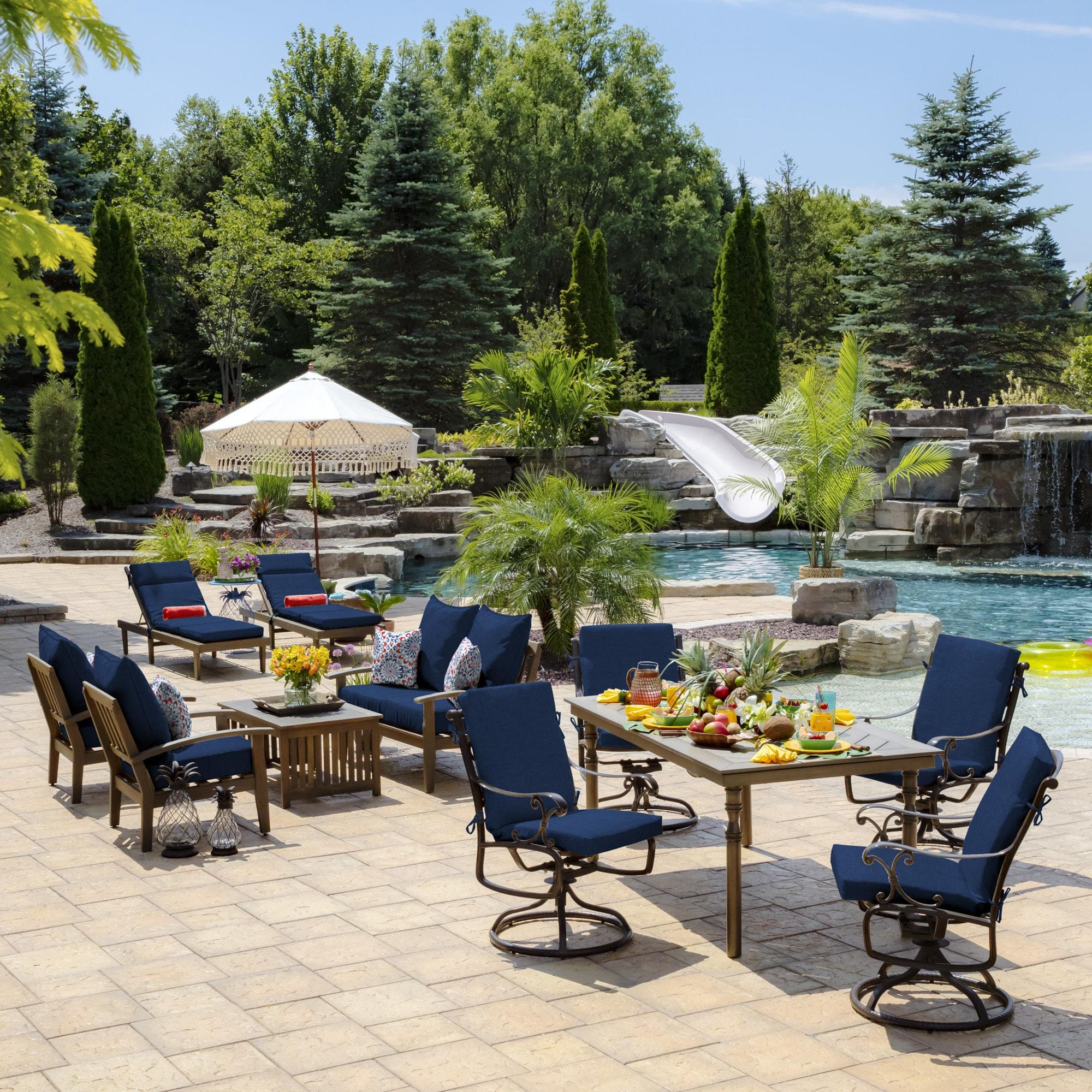 ARDEN Outdoor Chair Cushion 16.5 x 18, Sapphire Blue Leala