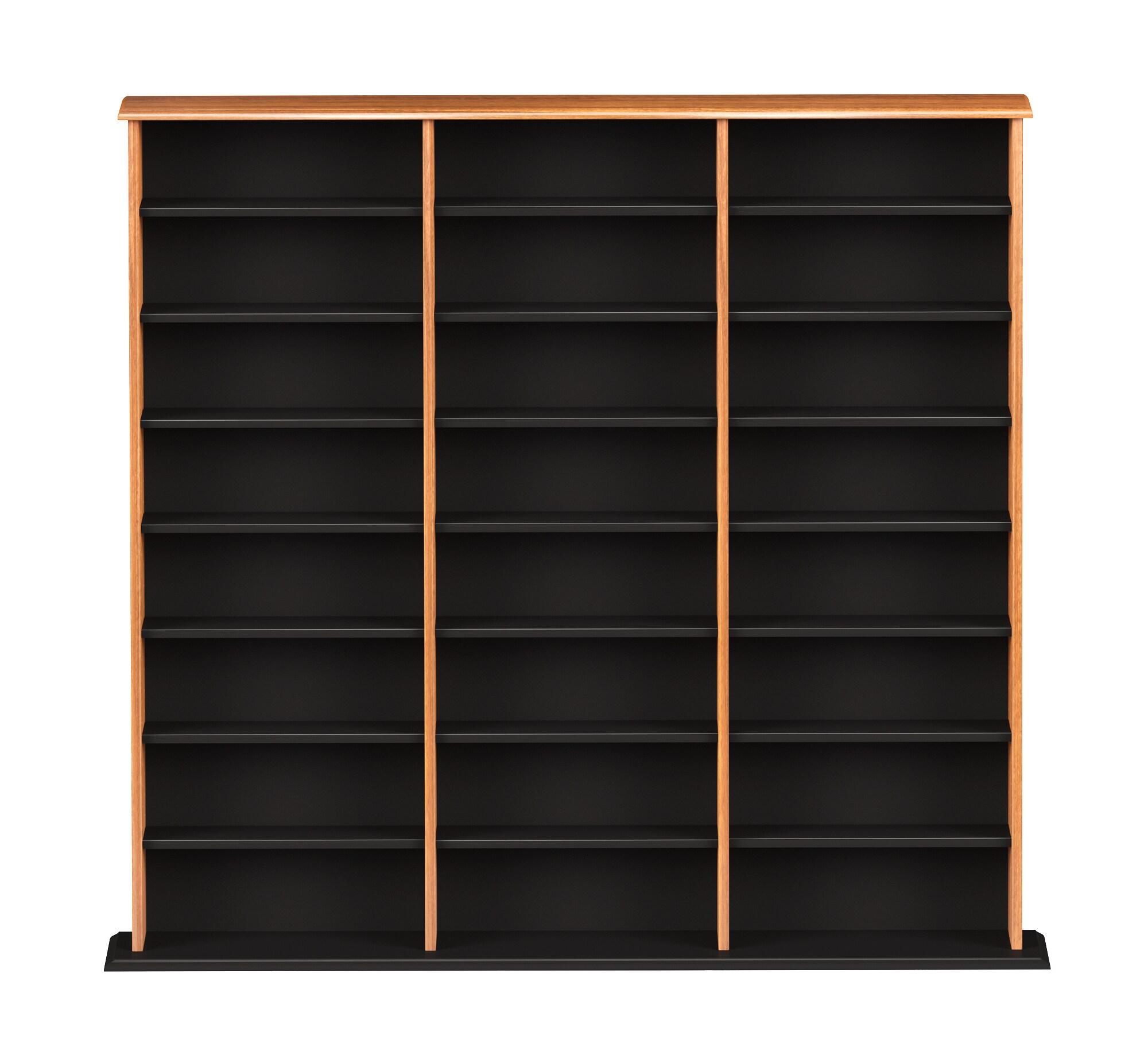 Prepac Triple Width Wall Storage Cherry & Black : Holds 960 CDs, 405 DVDs, Adjustable 24 Shelves