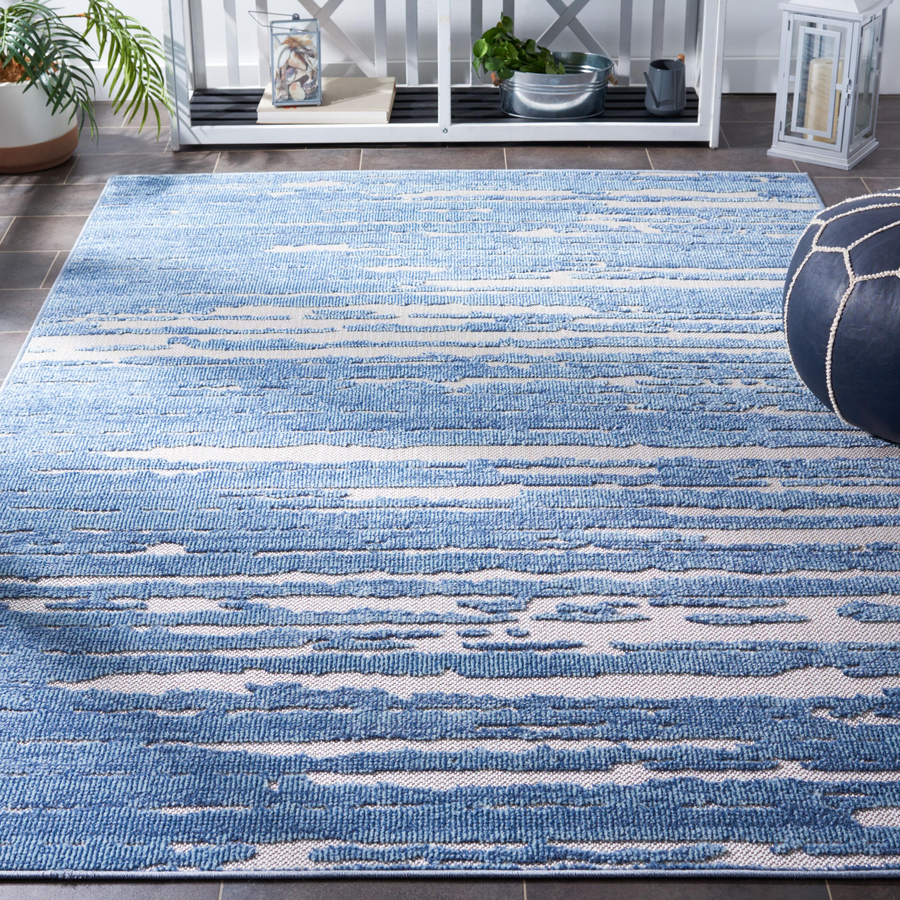 Cabana CBN506 Power Loomed Indoor/Outdoor Area Rug - Blue/Beige - 5'3"x7'6" - Safavieh.