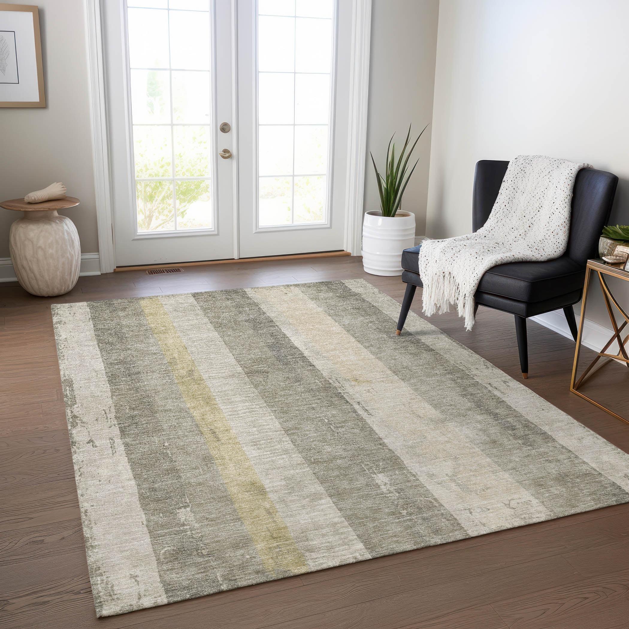 Machine Washable Indoor/Outdoor Cinead ACN1689 Taupe Rug