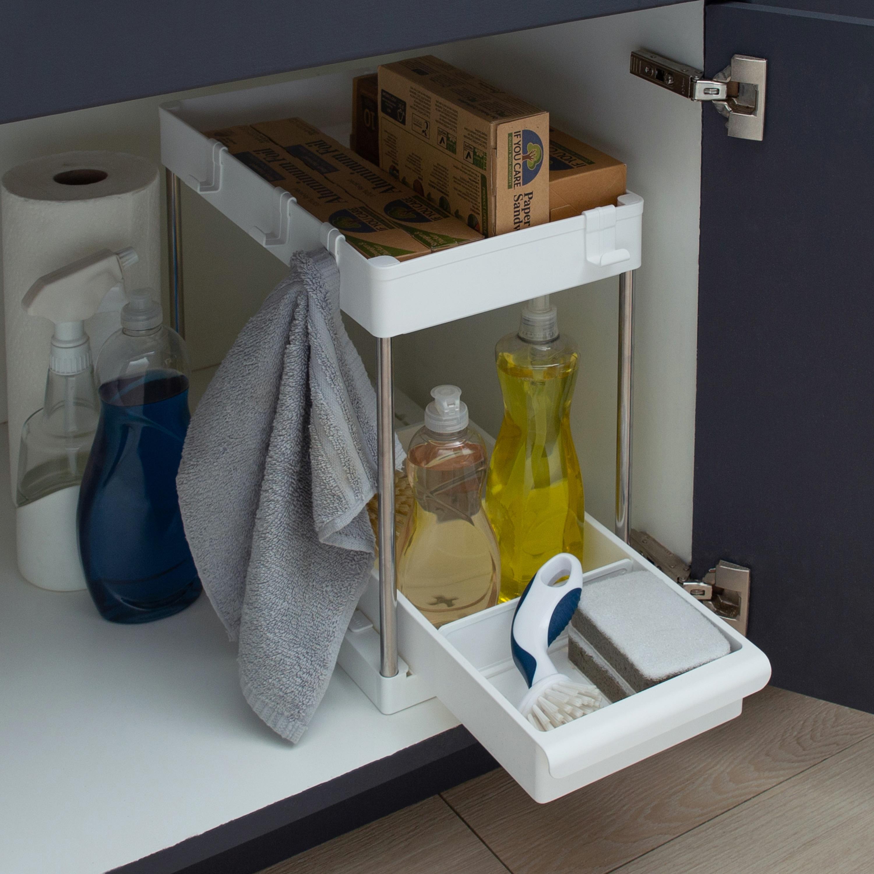 Simplify 2 Tier Sink Organizer with Drawer White