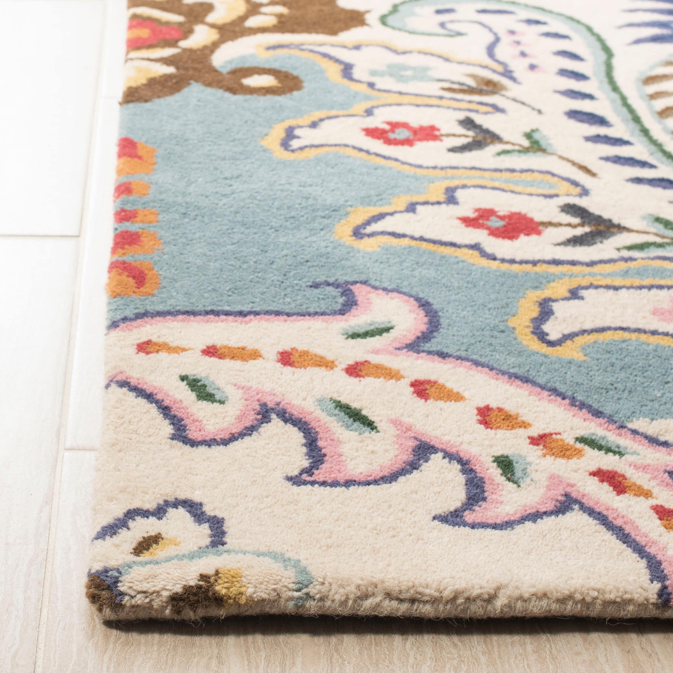Bella BEL118 Hand Tufted Area Rug - Ivory/Teal - 5'x8' - Safavieh.