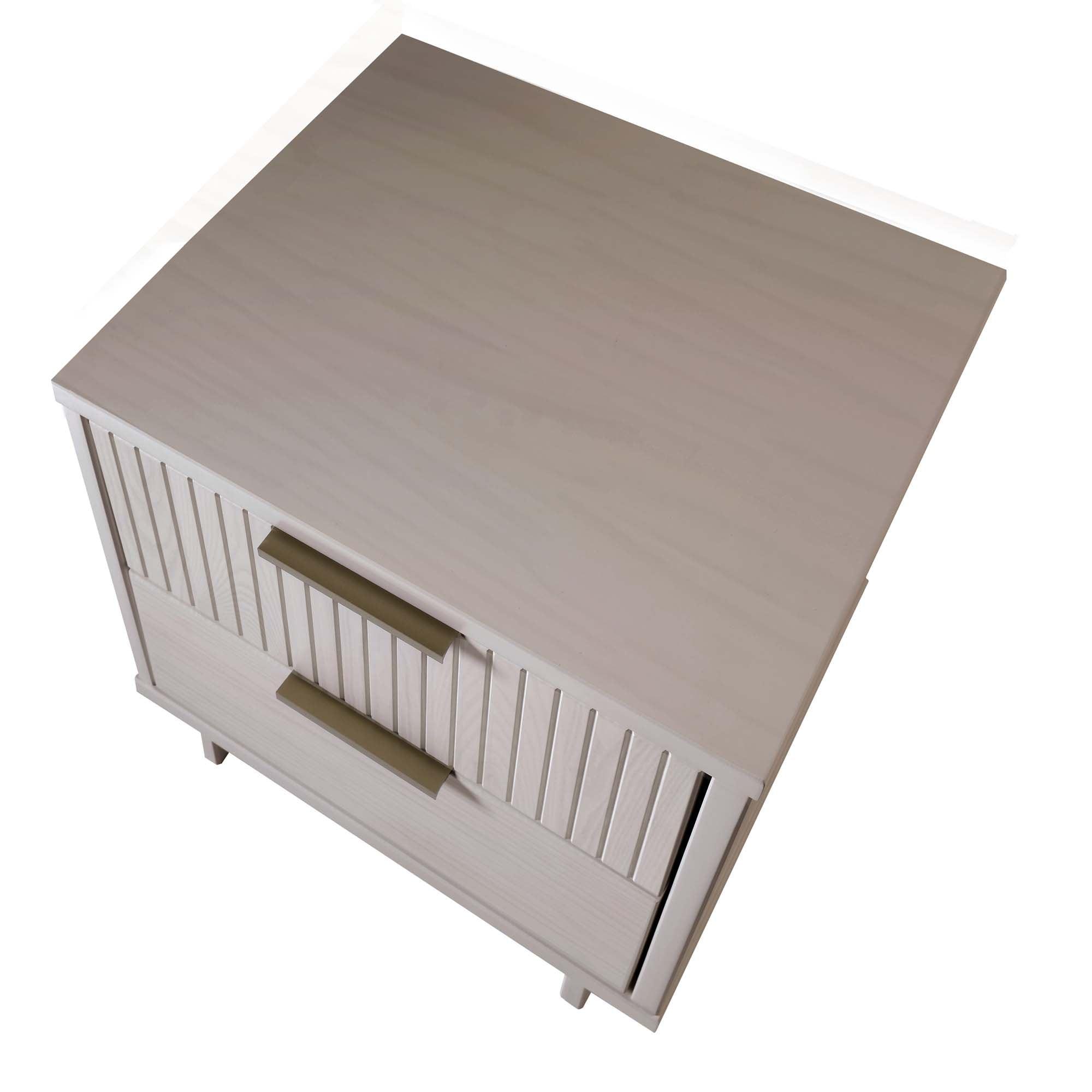 Granville Modern 2 Drawer Nightstand Light Gray - Manhattan Comfort: Soft Close, UV Finish, Metal Handles