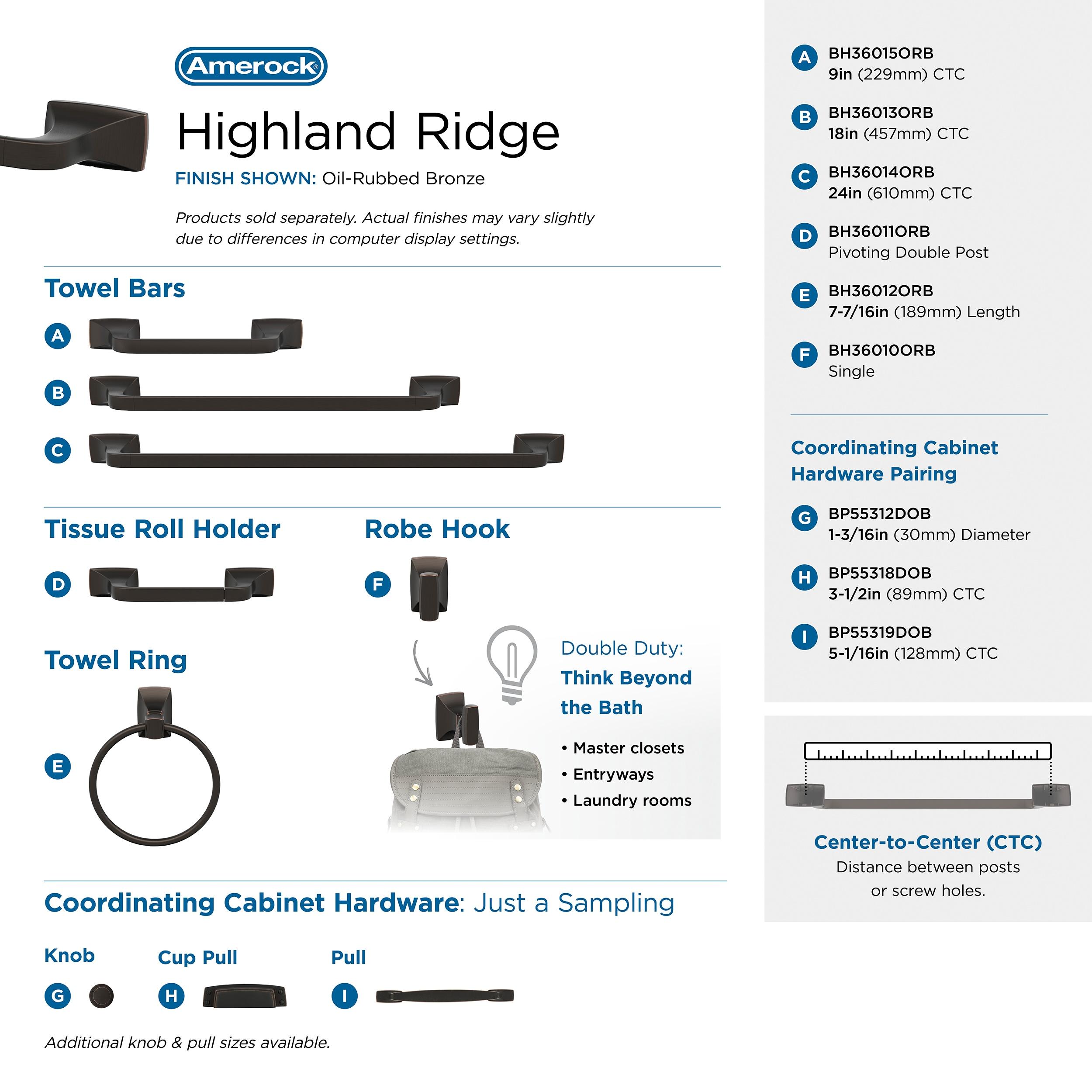 Amerock Highland Ridge Oil-Rubbed Bronze Closed Towel Ring