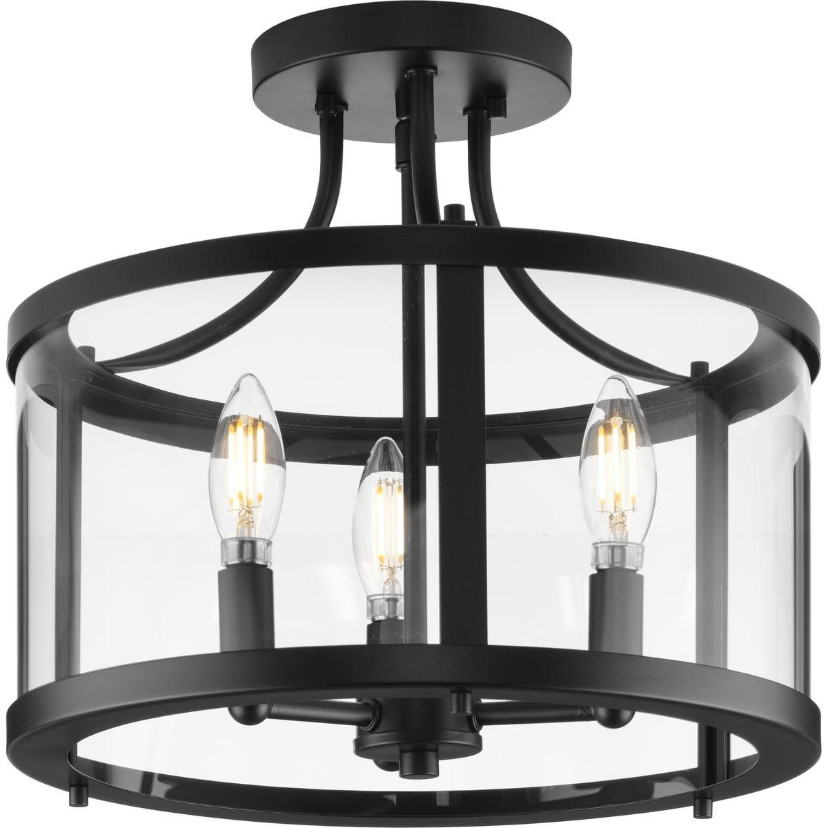 Gilliam Collection 13 in. Three-Light Matte Black New Traditional Semi-Flush Mount