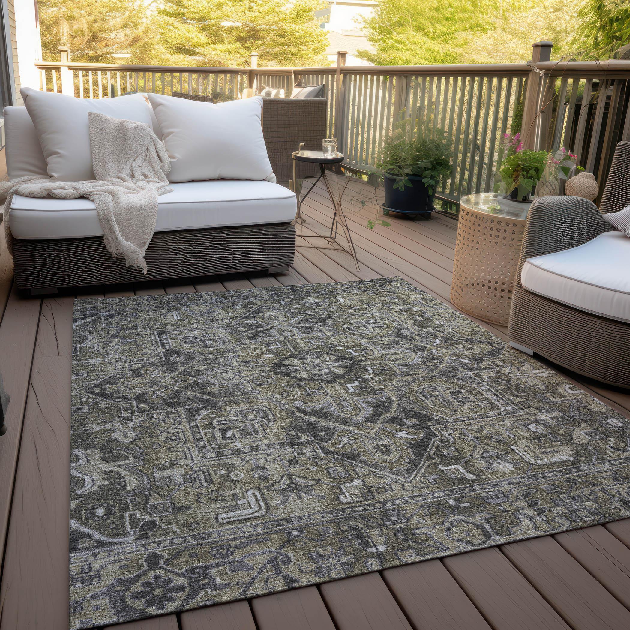 Addison Rugs Chantille Indoor/Outdoor Traditional Oriental Taupe Washable Rectangle Rug, 3' x 5'