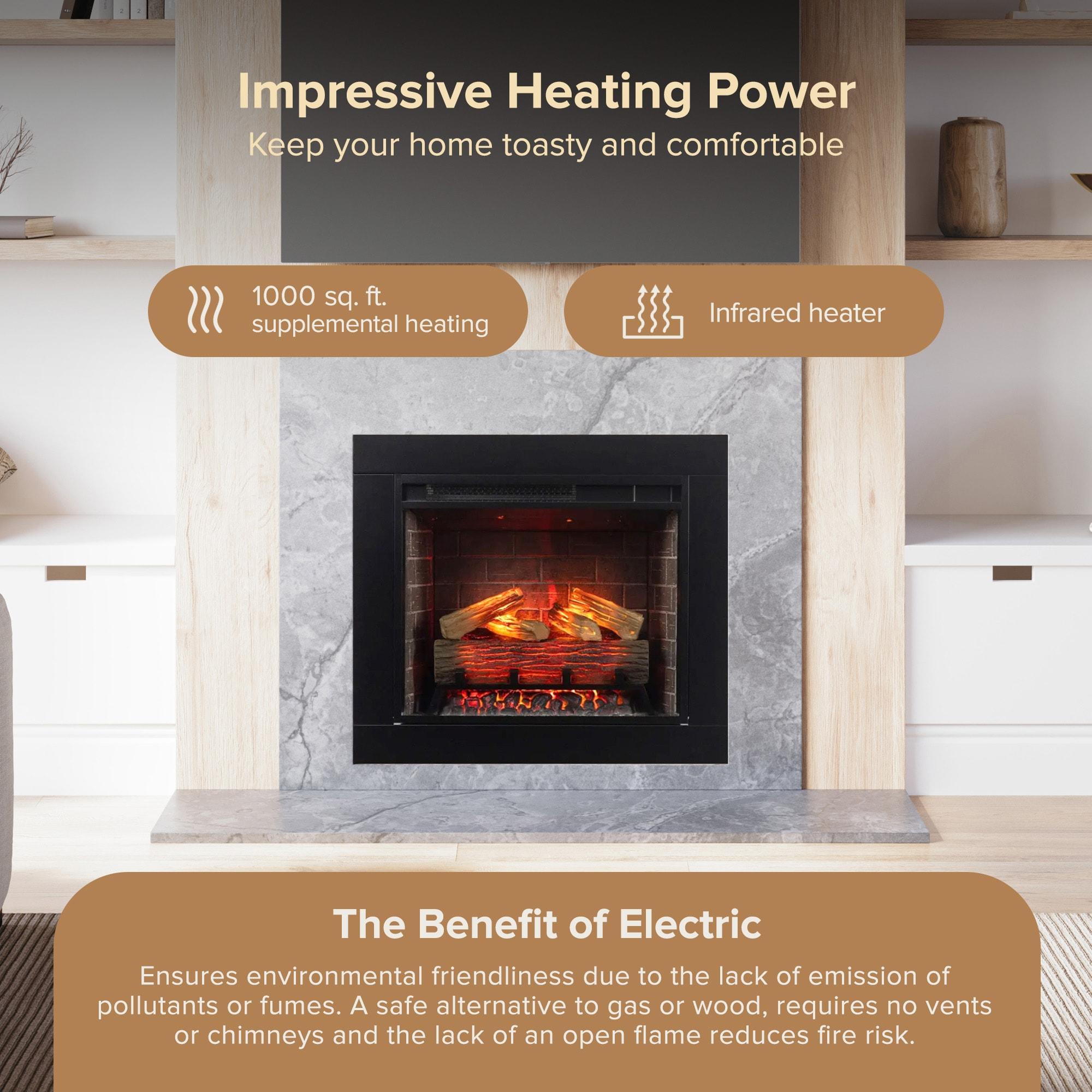 Uptown 33" Infrared Electric Fireplace Insert Heater with Trim Kit, Compatible with Alexa & Google, Remote Control