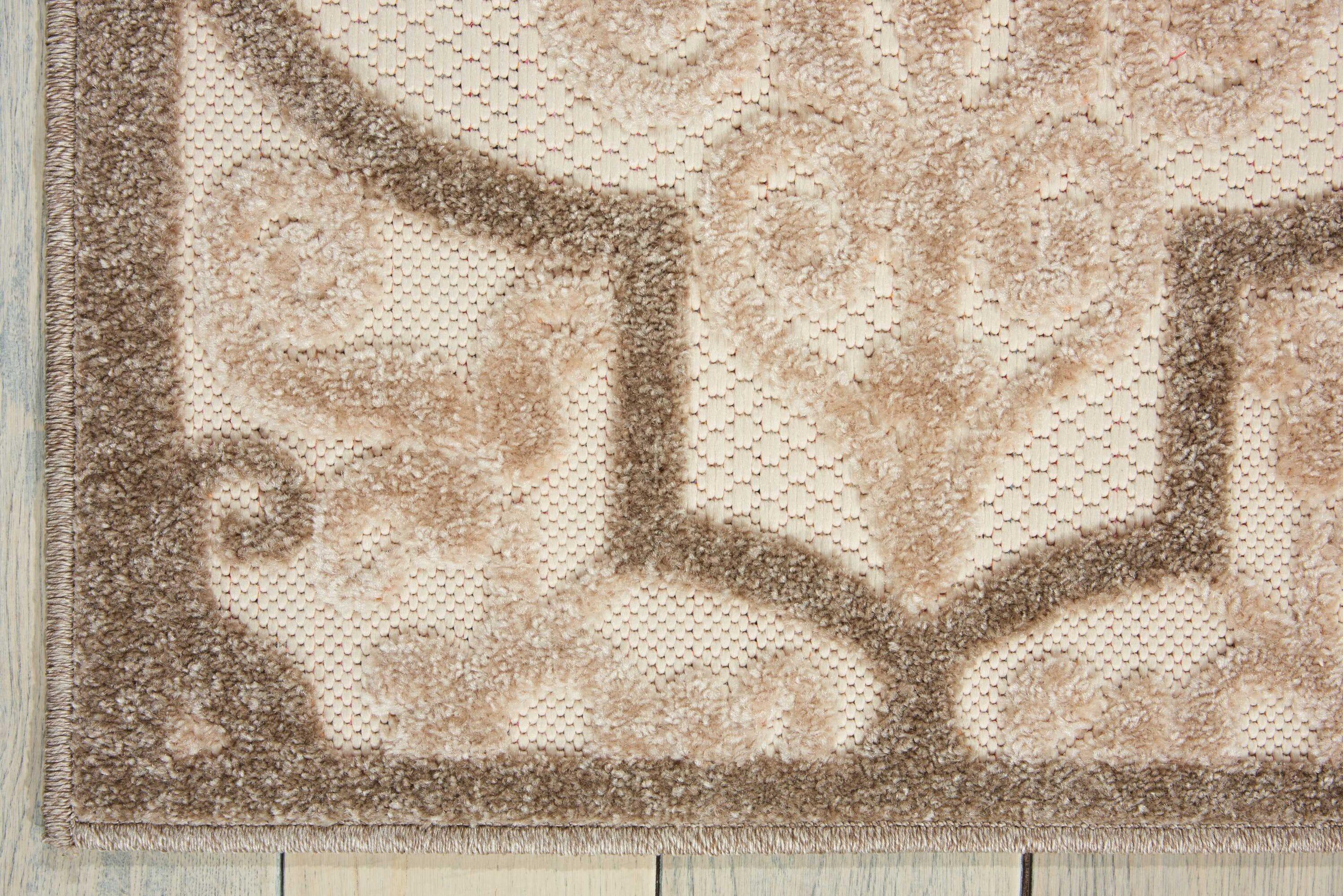 Nourison Aloha Moroccan Trellis Flatweave High-Low Indoor Outdoor Area Rug Cream 5'3" x 7'5"