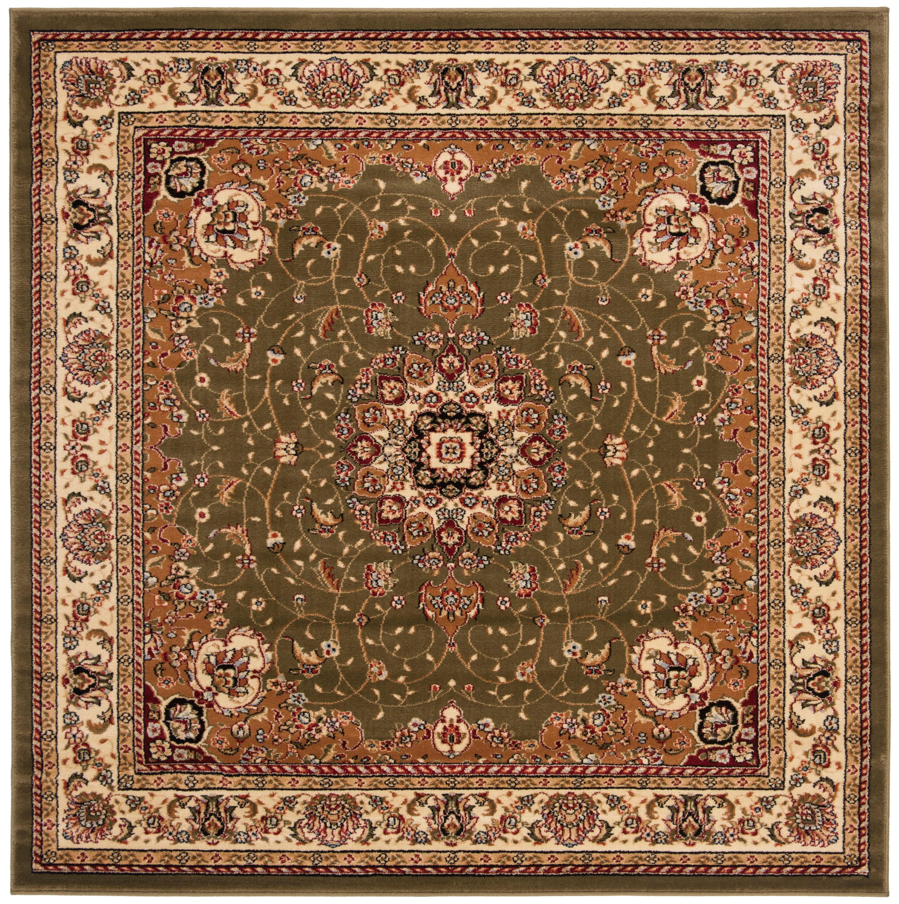 SAFAVIEH Lyndhurst Gabriella Traditional Bordered Area Rug, Sage/Ivory, 10' x 10' Square