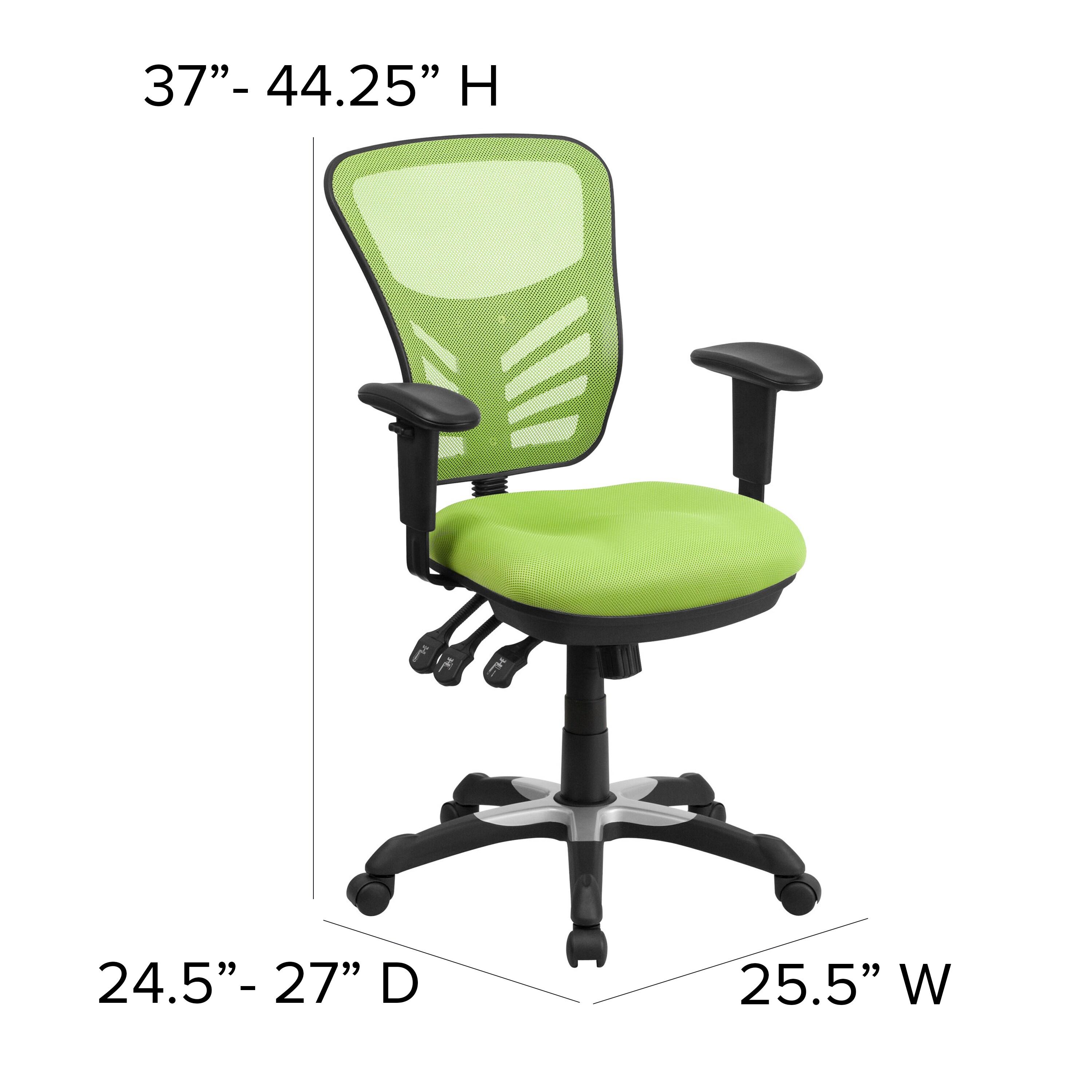 Flash Furniture Nicholas Mid-Back Green Mesh Multifunction Executive Swivel Ergonomic Office Chair with Adjustable Arms